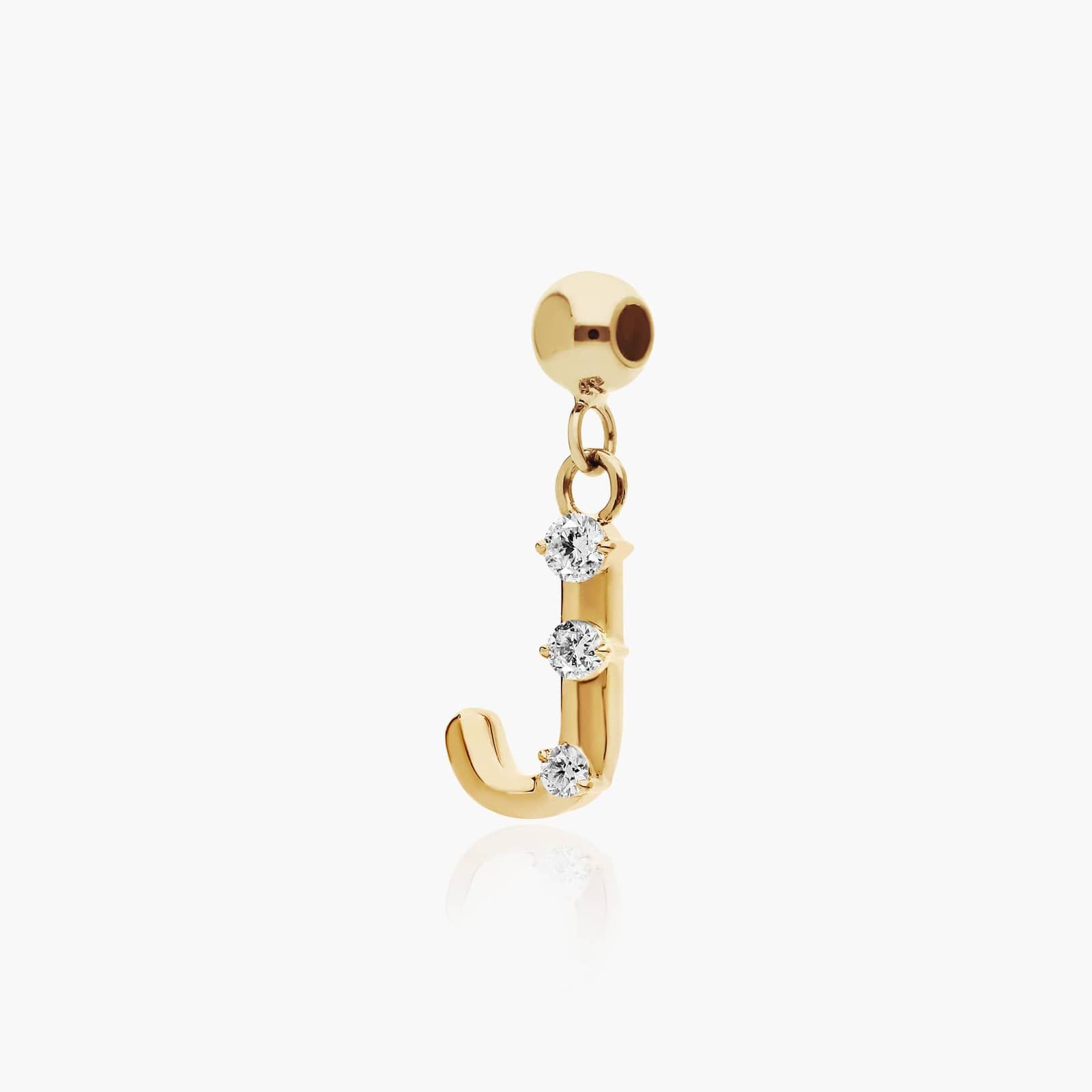 J Initial Lab-Grown Diamond Charm In 14K Yellow Gold
