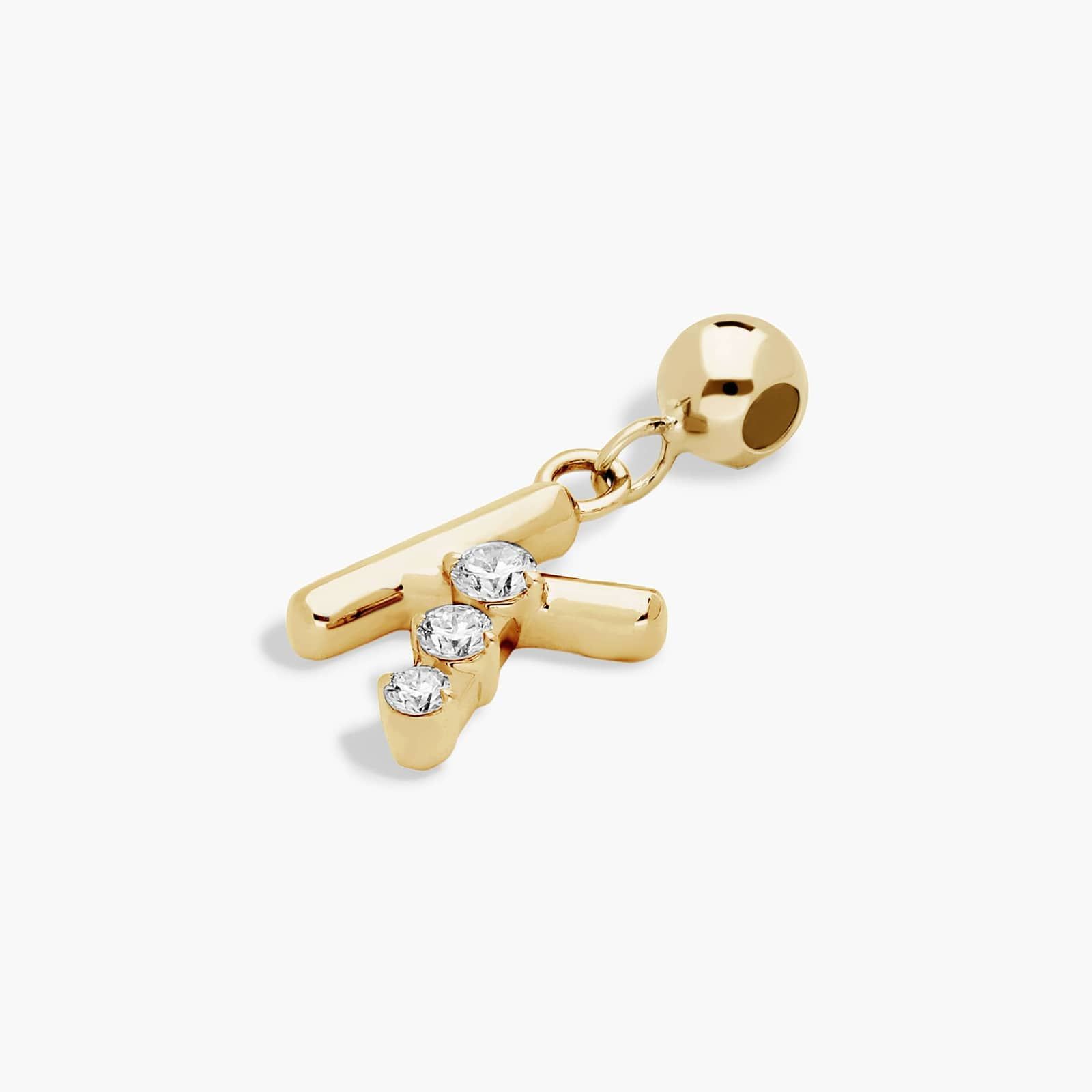 K Initial Lab-Grown Diamond Charm In 14K Yellow Gold