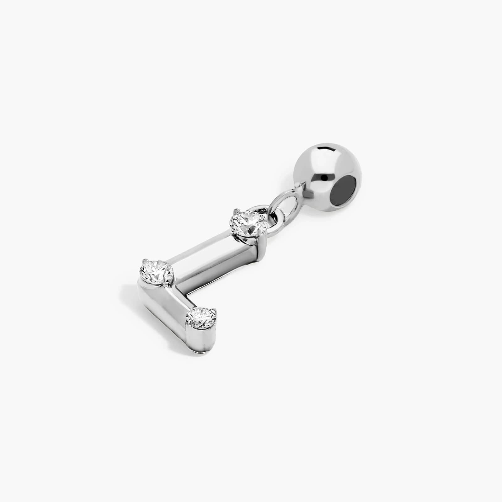 L Initial Lab-Grown Diamond Charm In 14K White Gold