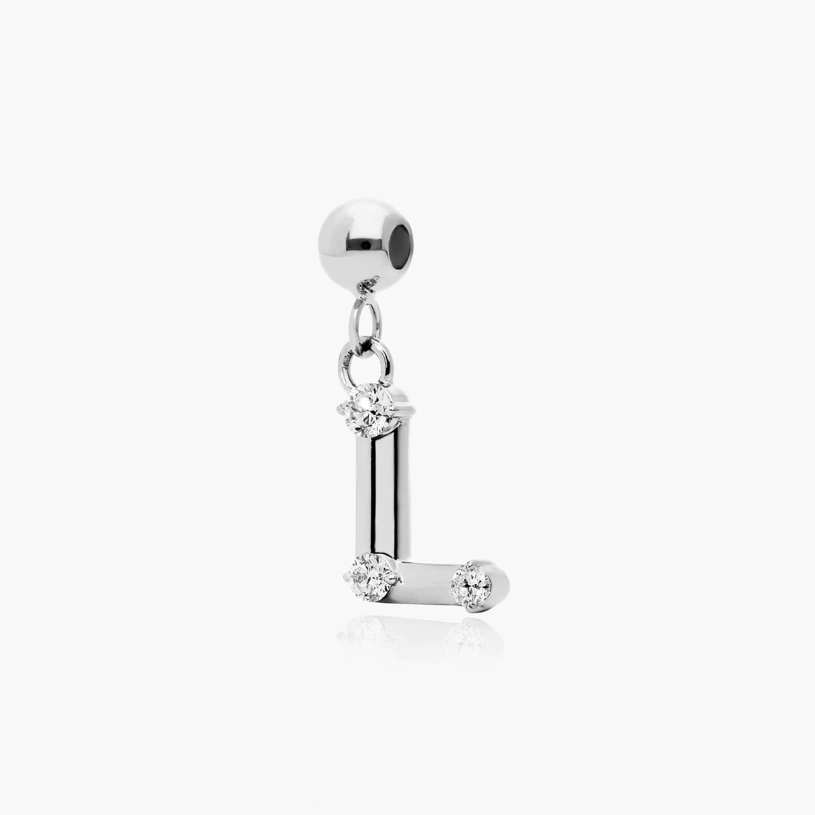 L Initial Lab-Grown Diamond Charm In 14K White Gold
