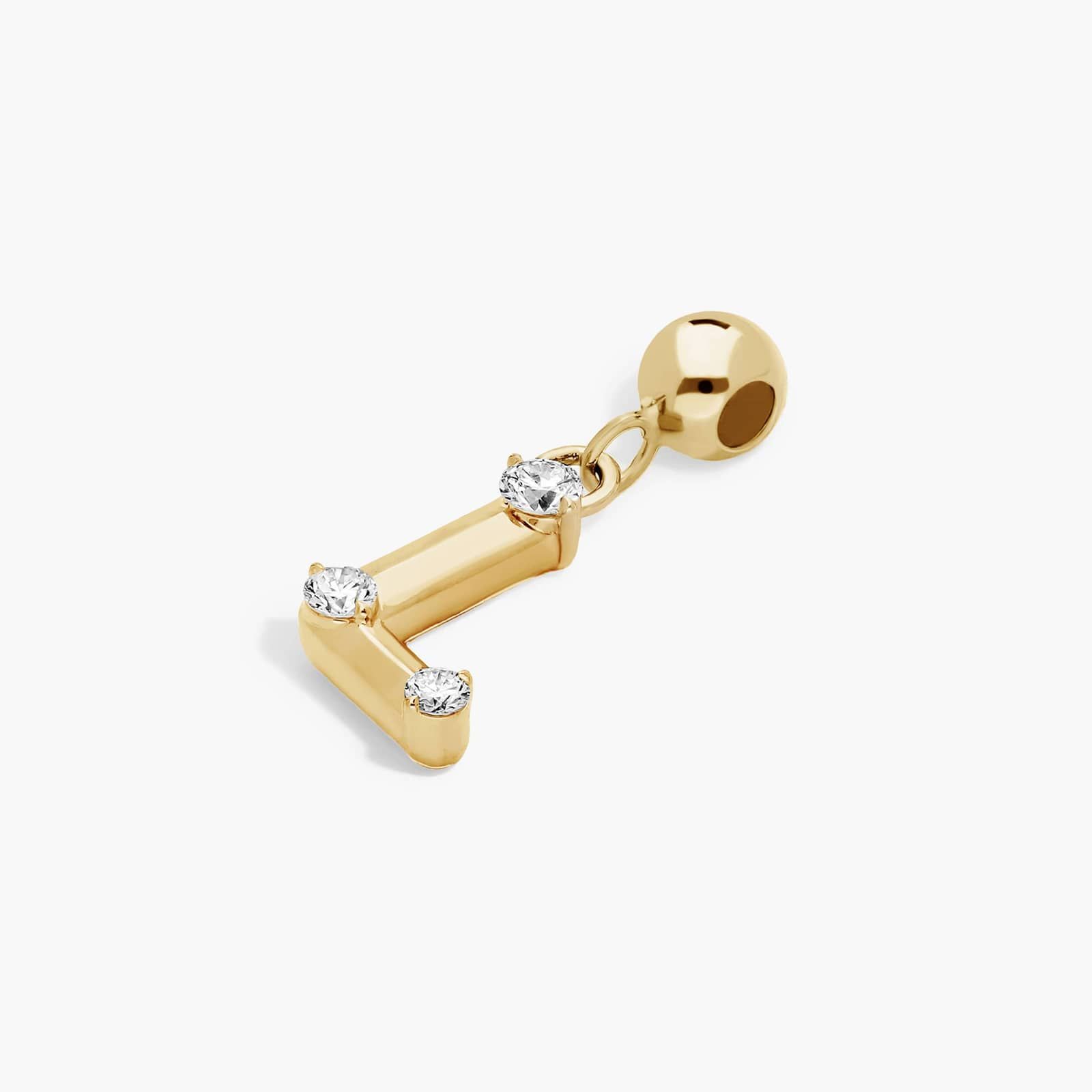 L Initial Lab-Grown Diamond Charm In 14K Yellow Gold