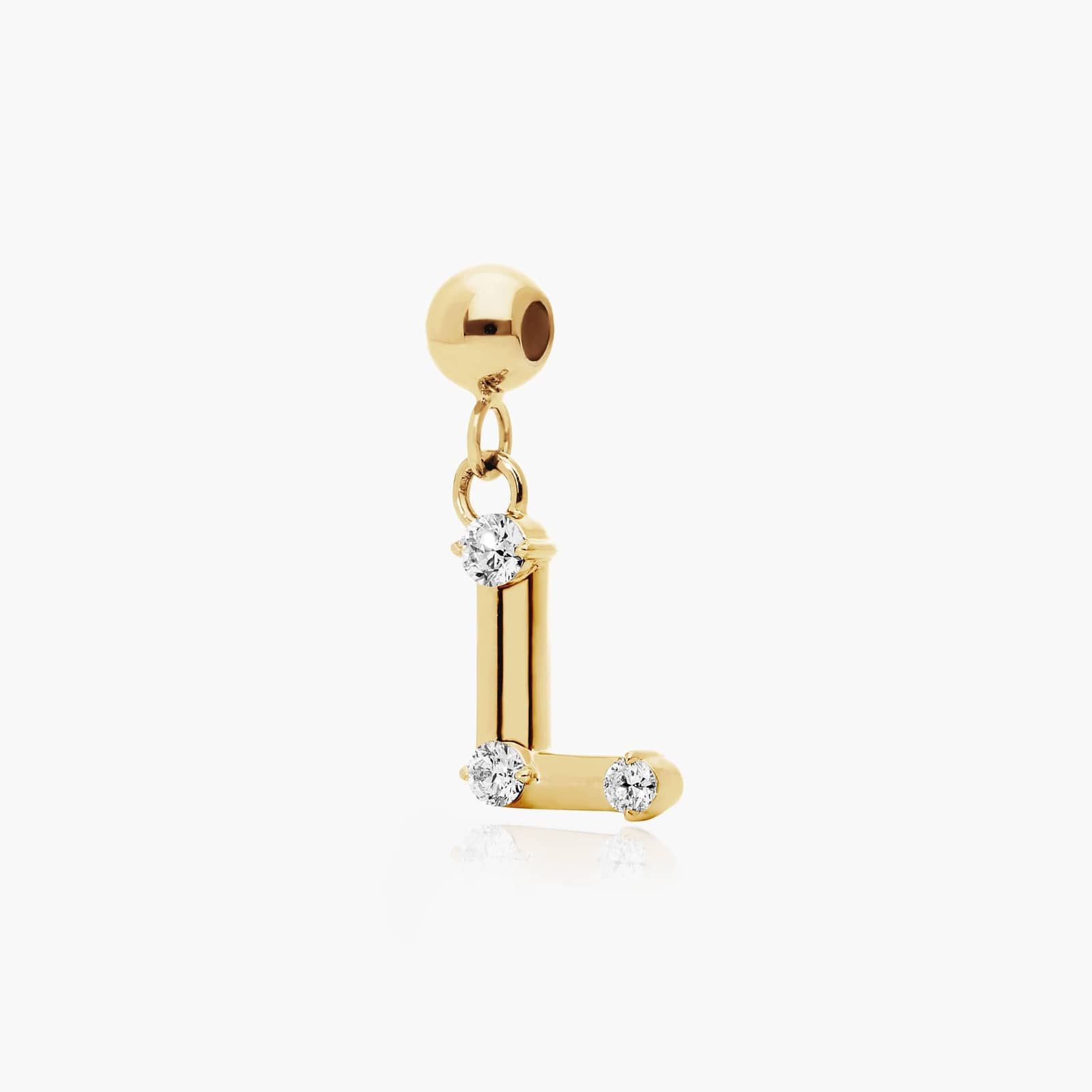 L Initial Lab-Grown Diamond Charm In 14K Yellow Gold