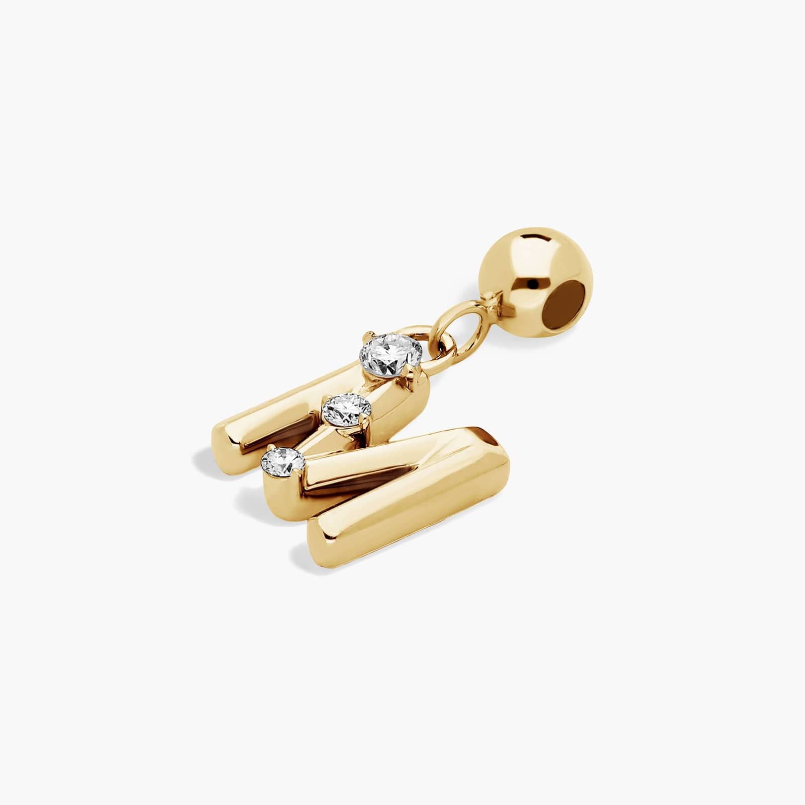 M Initial Lab-Grown Diamond Charm In 14K Yellow Gold