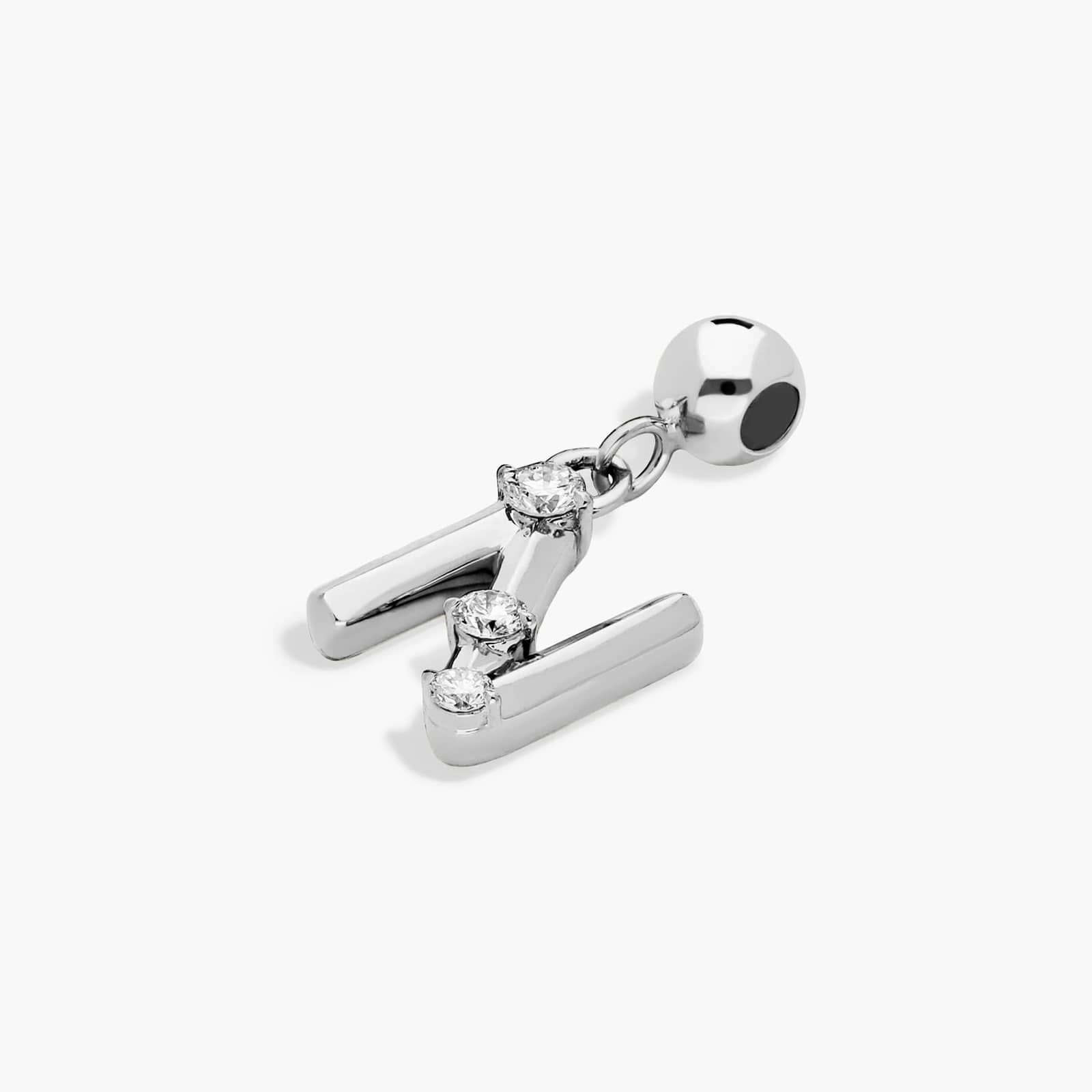 N Initial Lab-Grown Diamond Charm In 14K White Gold