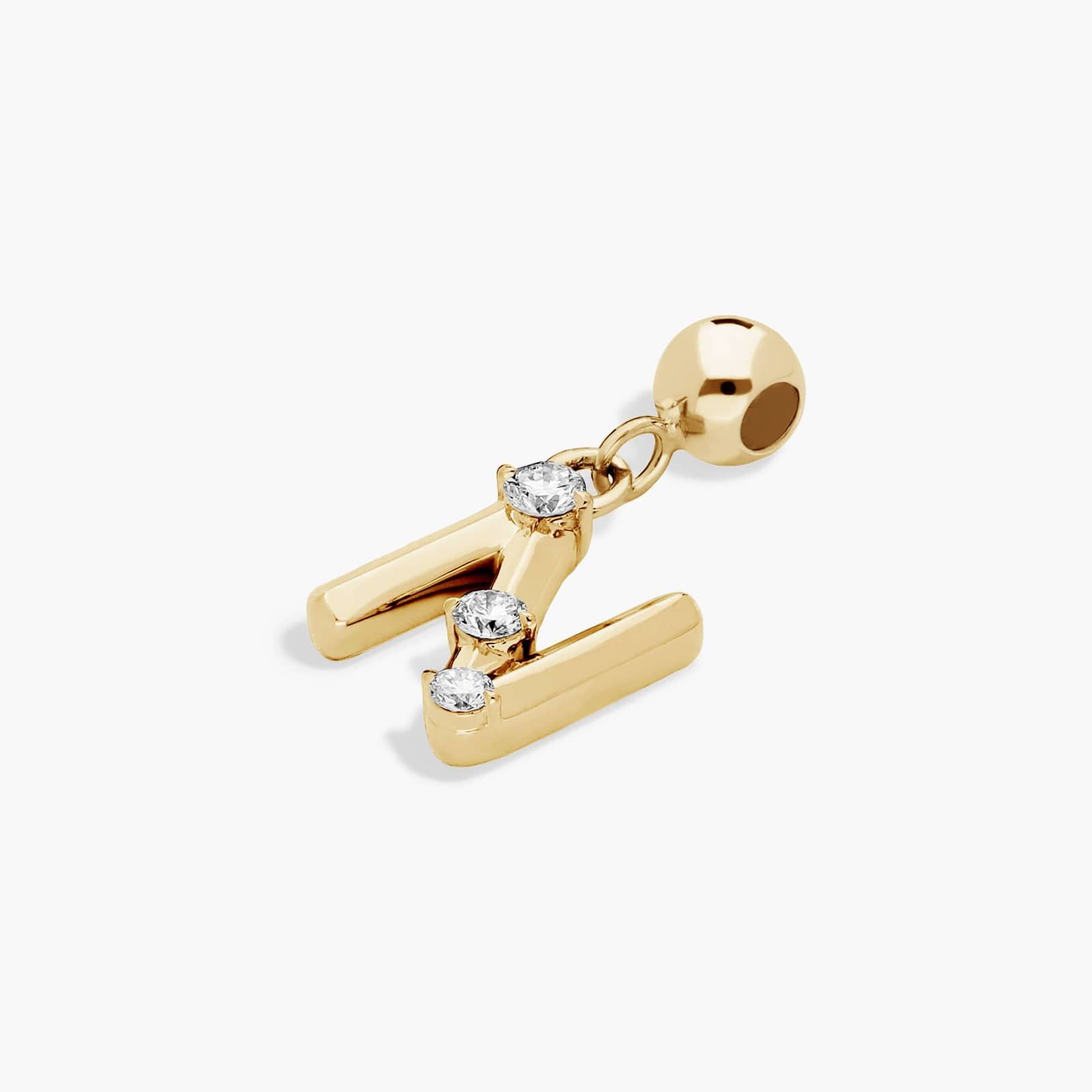N Initial Lab-Grown Diamond Charm In 14K Yellow Gold