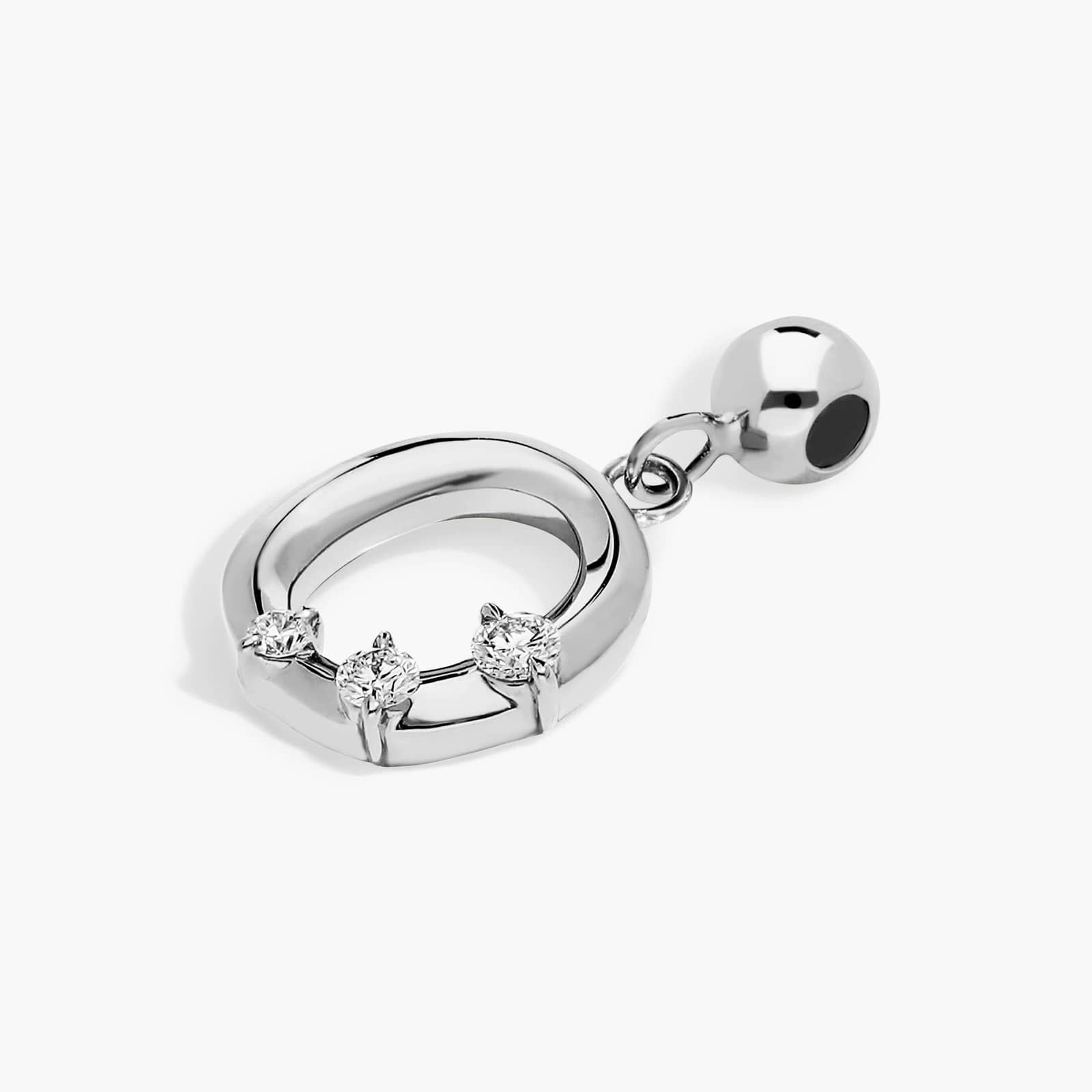 O Initial Lab-Grown Diamond Charm In 14K White Gold