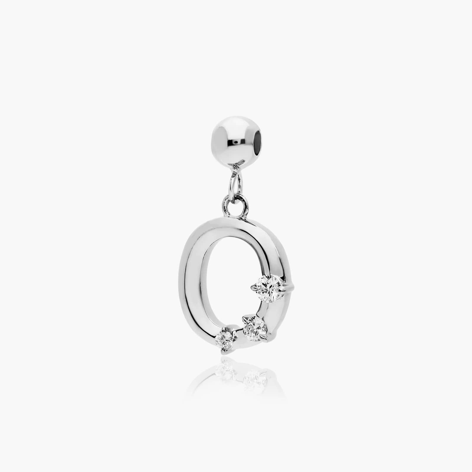 O Initial Lab-Grown Diamond Charm In 14K White Gold