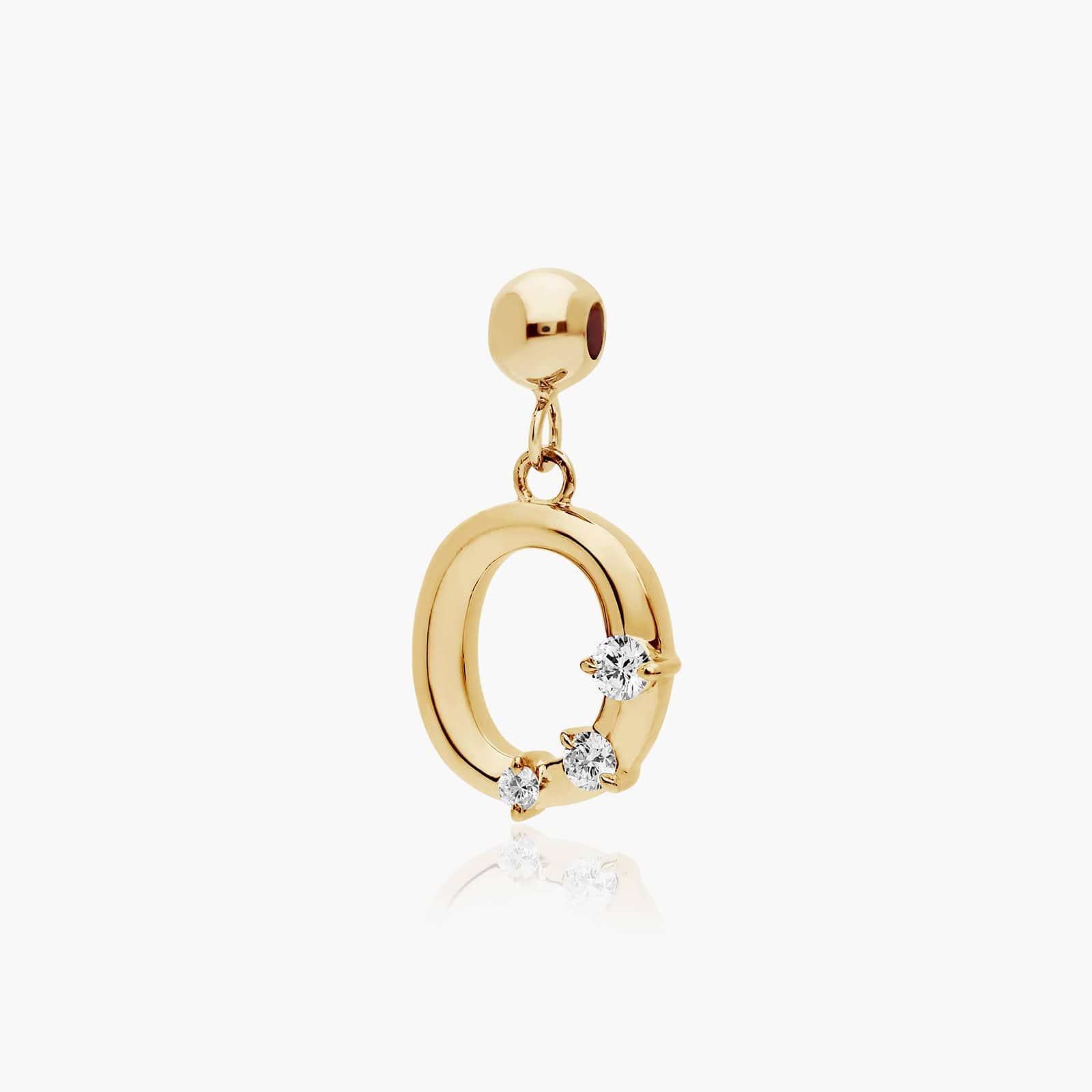 O Initial Lab-Grown Diamond Charm In 14K Yellow Gold
