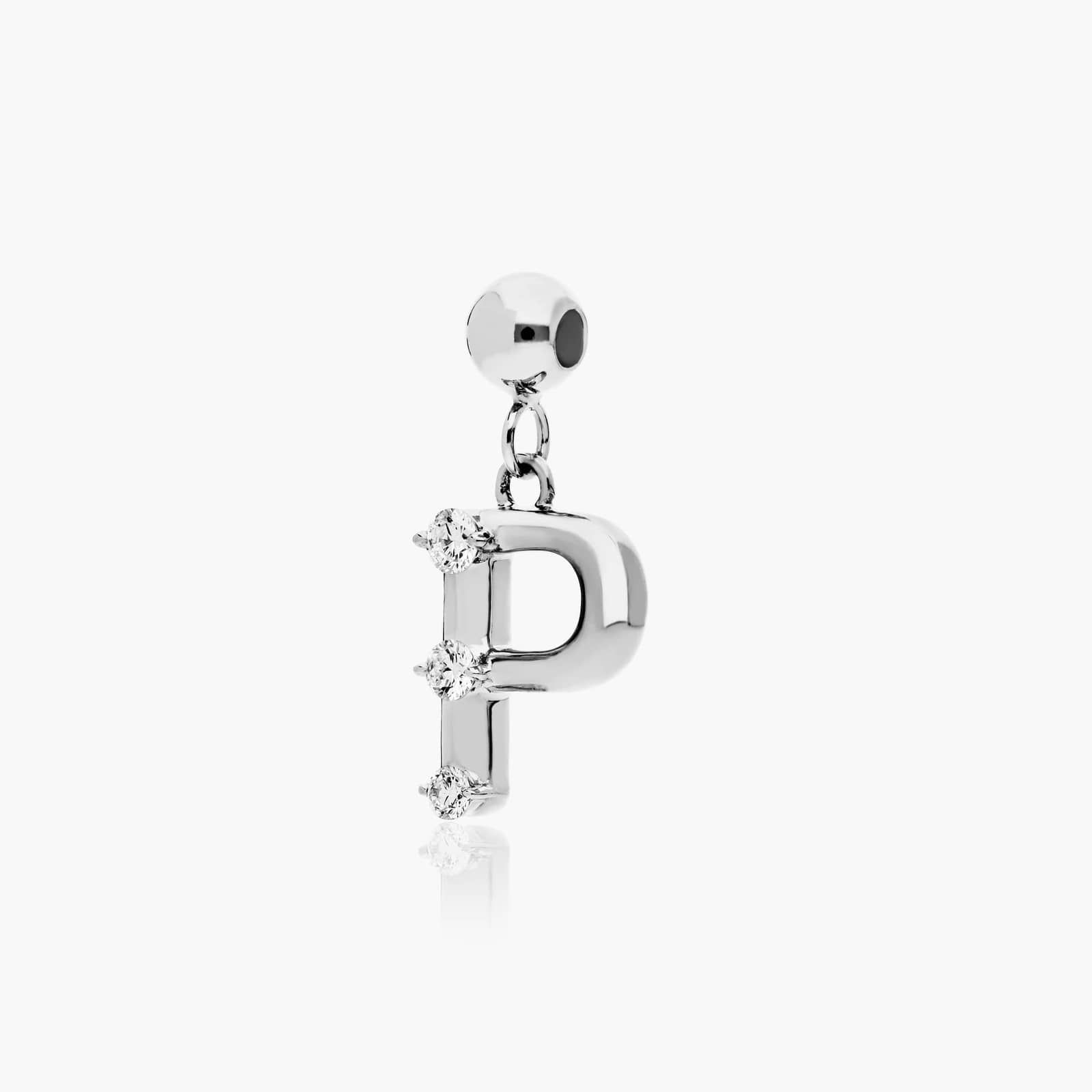 P Initial Lab-Grown Diamond Charm In 14K White Gold