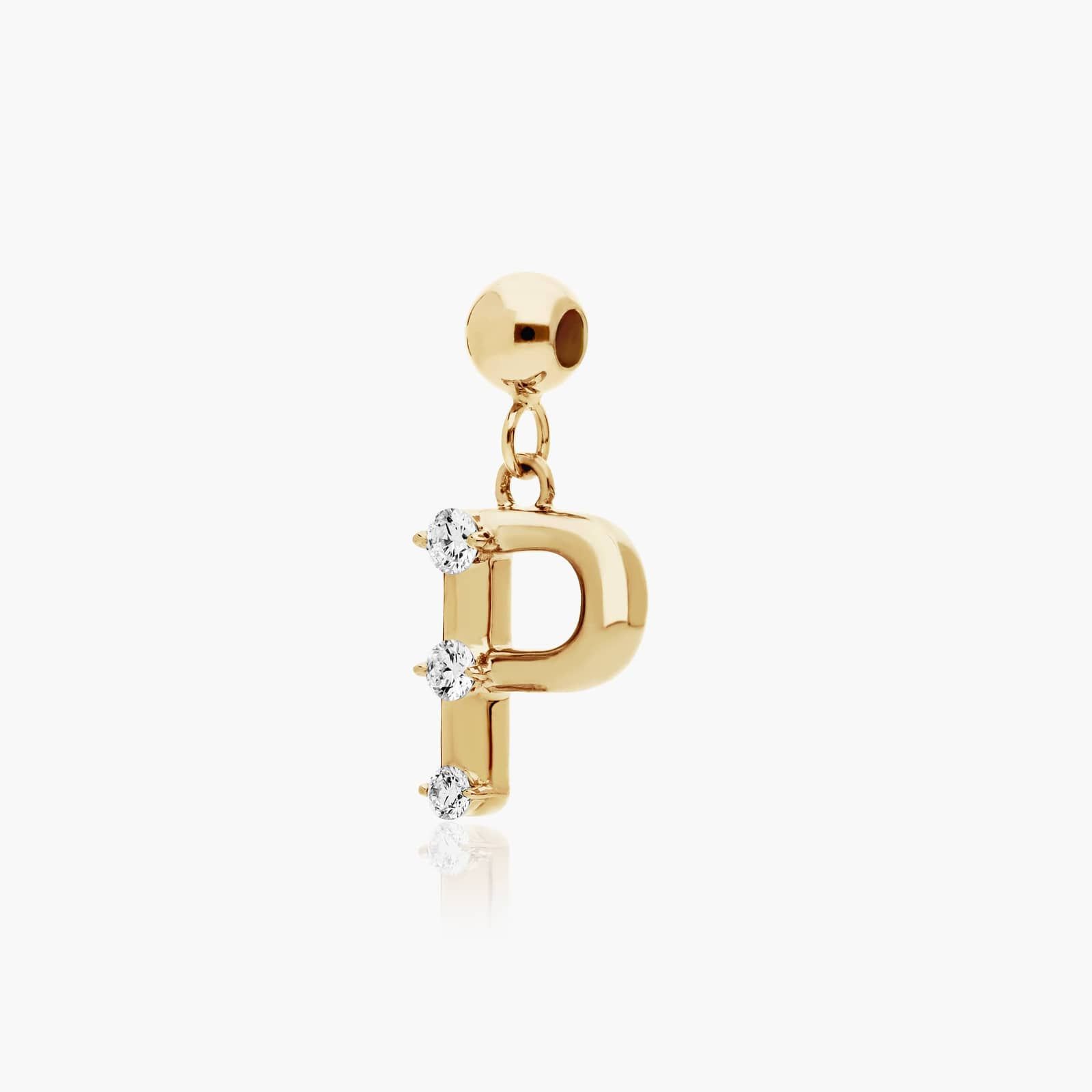 P Initial Lab-Grown Diamond Charm In 14K Yellow Gold