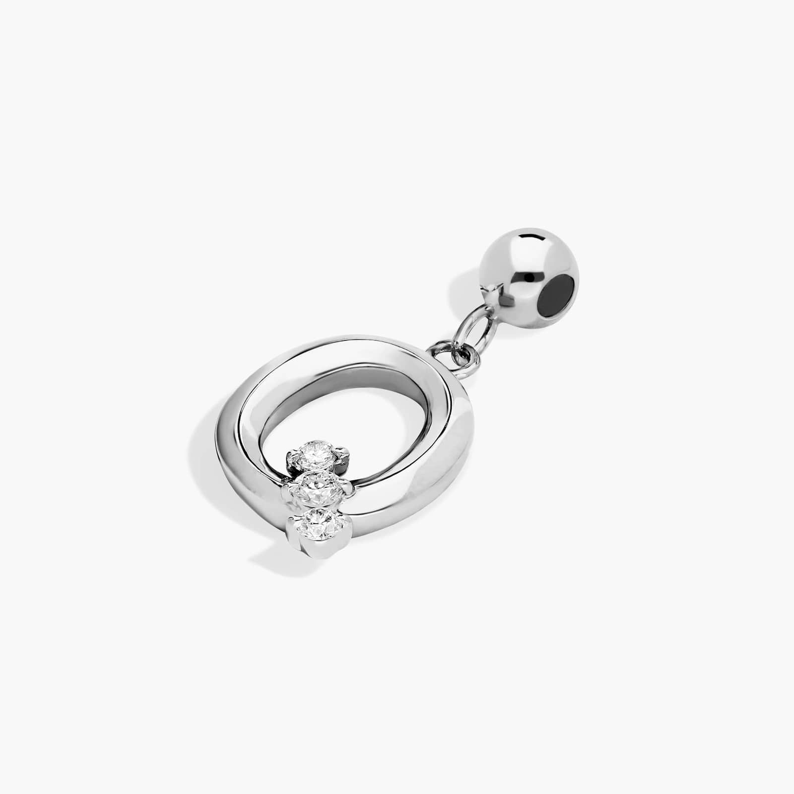 Q Initial Lab-Grown Diamond Charm In 14K White Gold