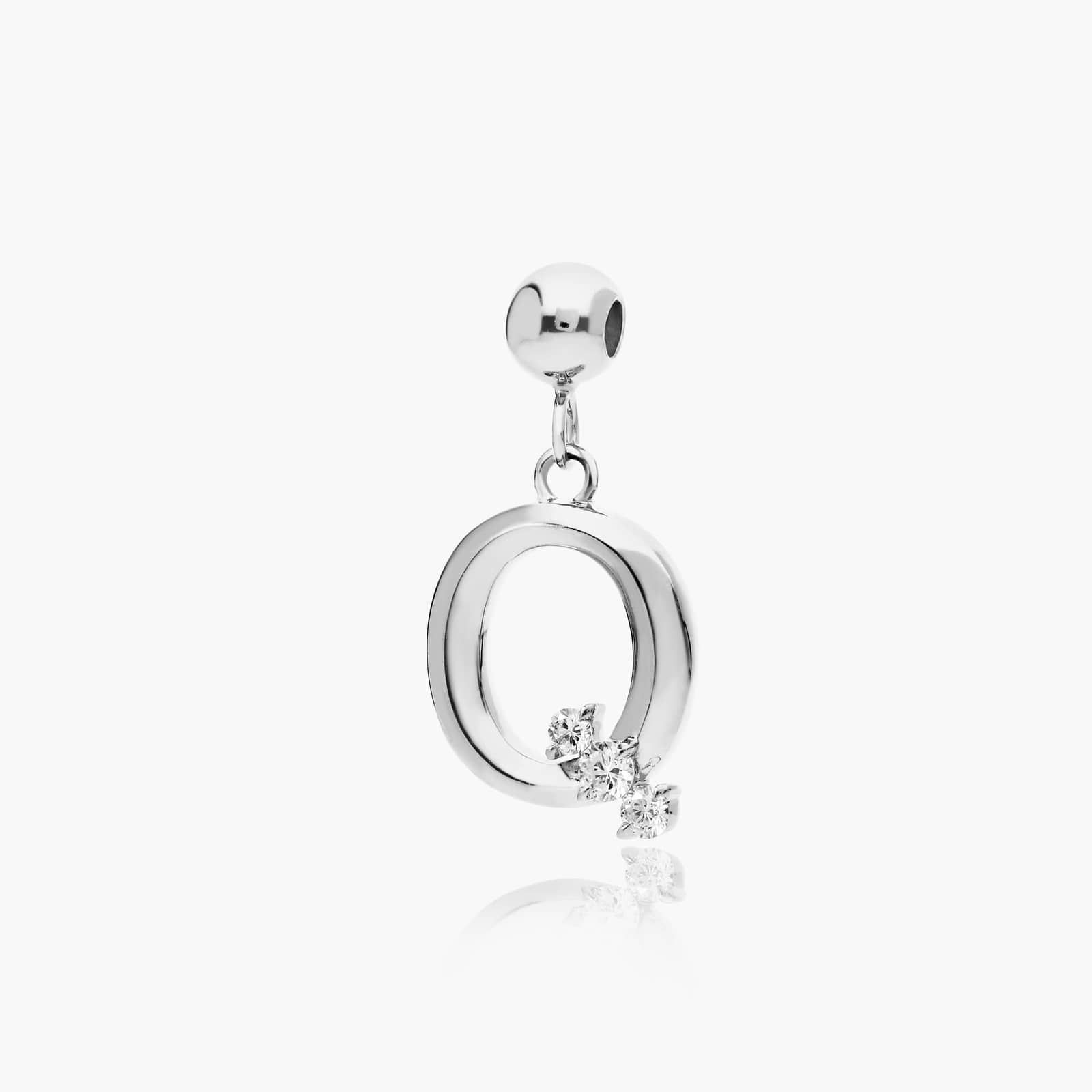 Q Initial Lab-Grown Diamond Charm In 14K White Gold