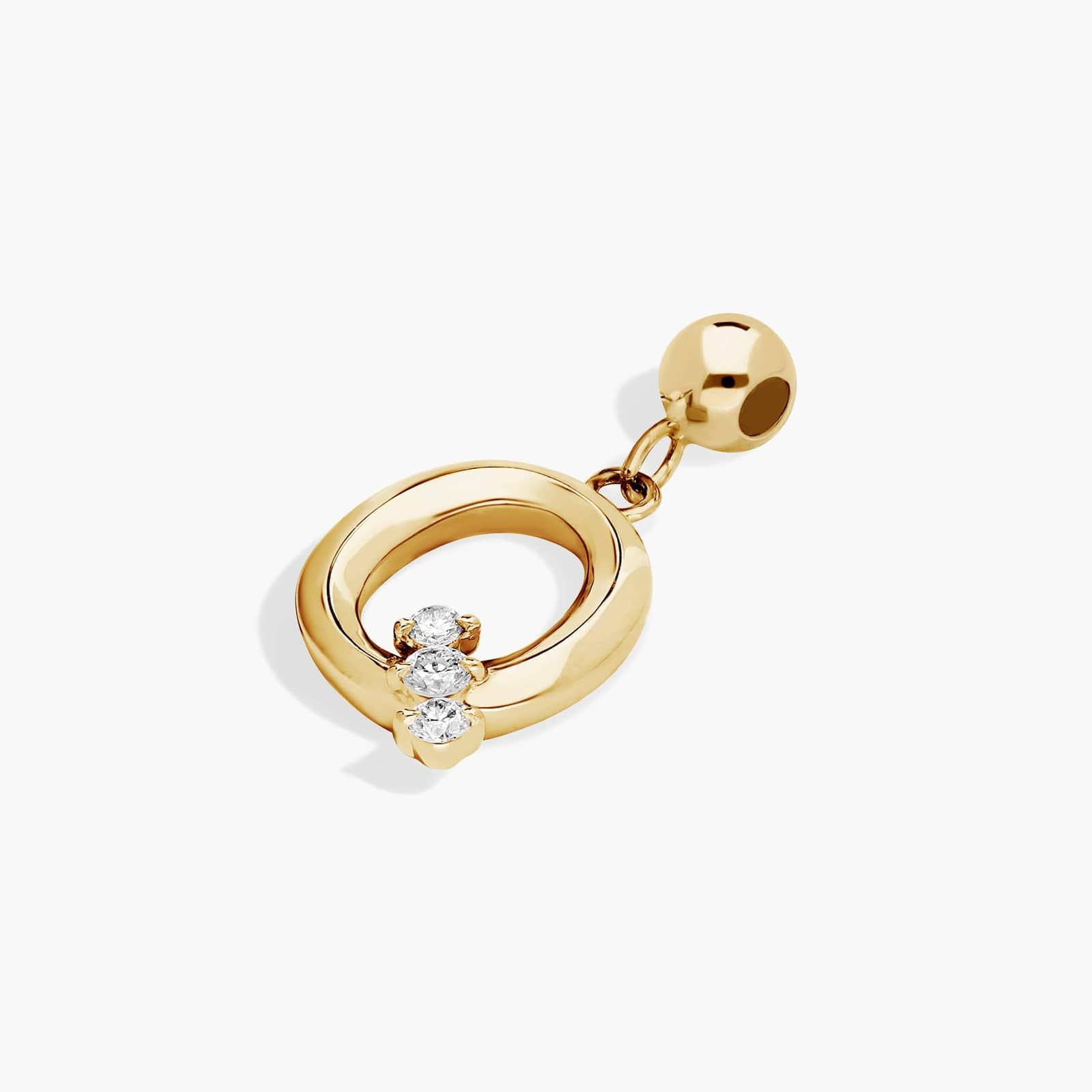 Q Initial Lab-Grown Diamond Charm In 14K Yellow Gold