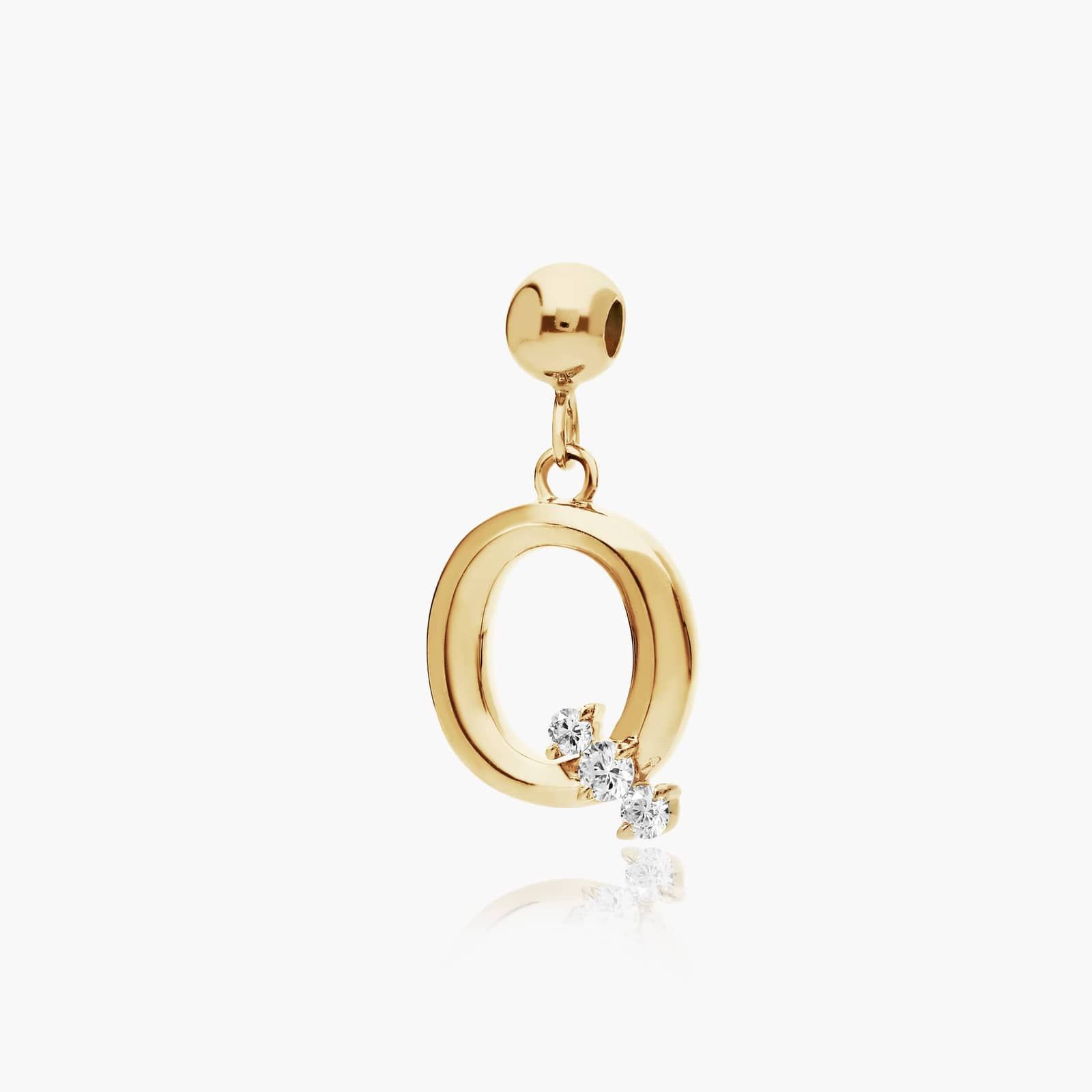 Q Initial Lab-Grown Diamond Charm In 14K Yellow Gold