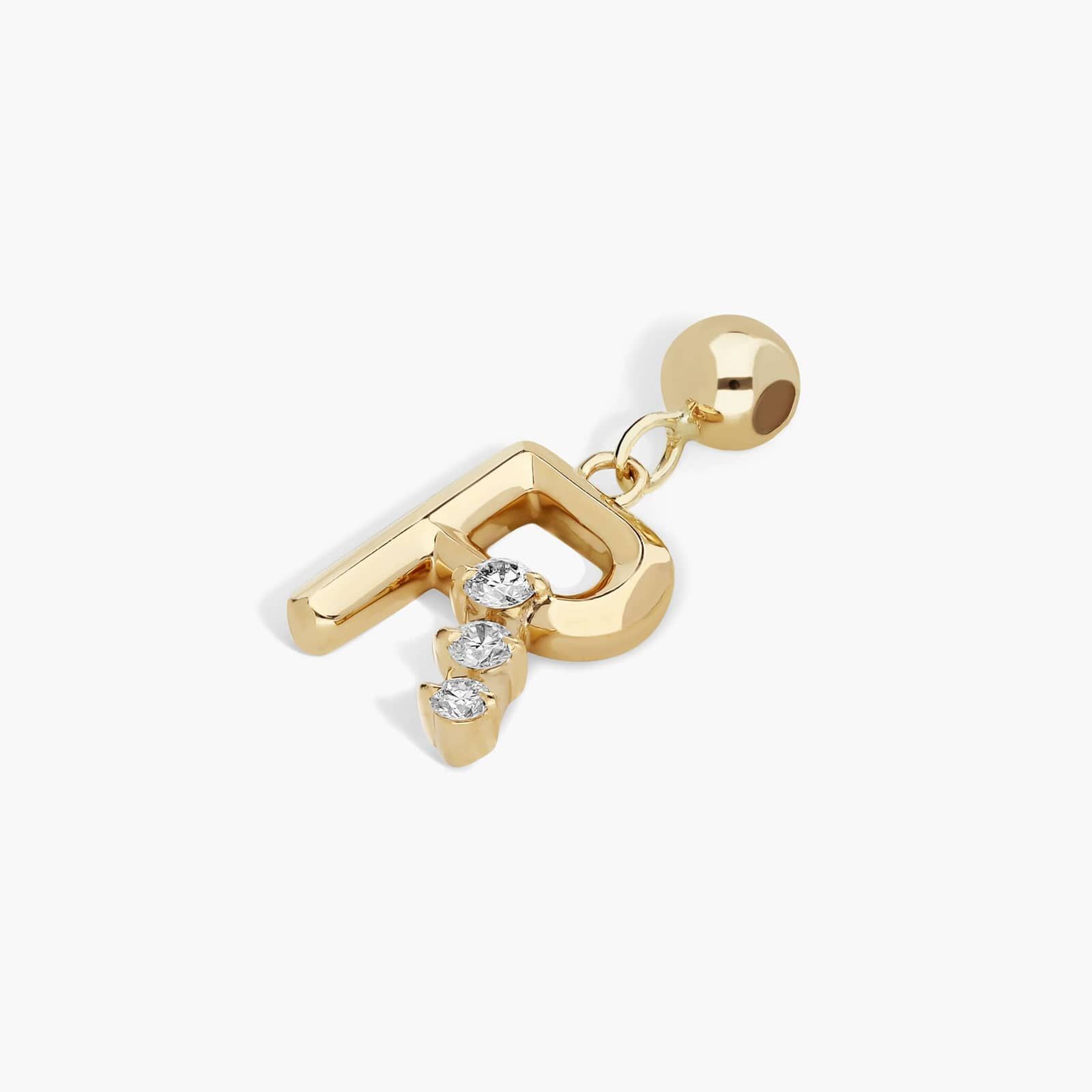 R Initial Lab-Grown Diamond Charm In 14K Yellow Gold