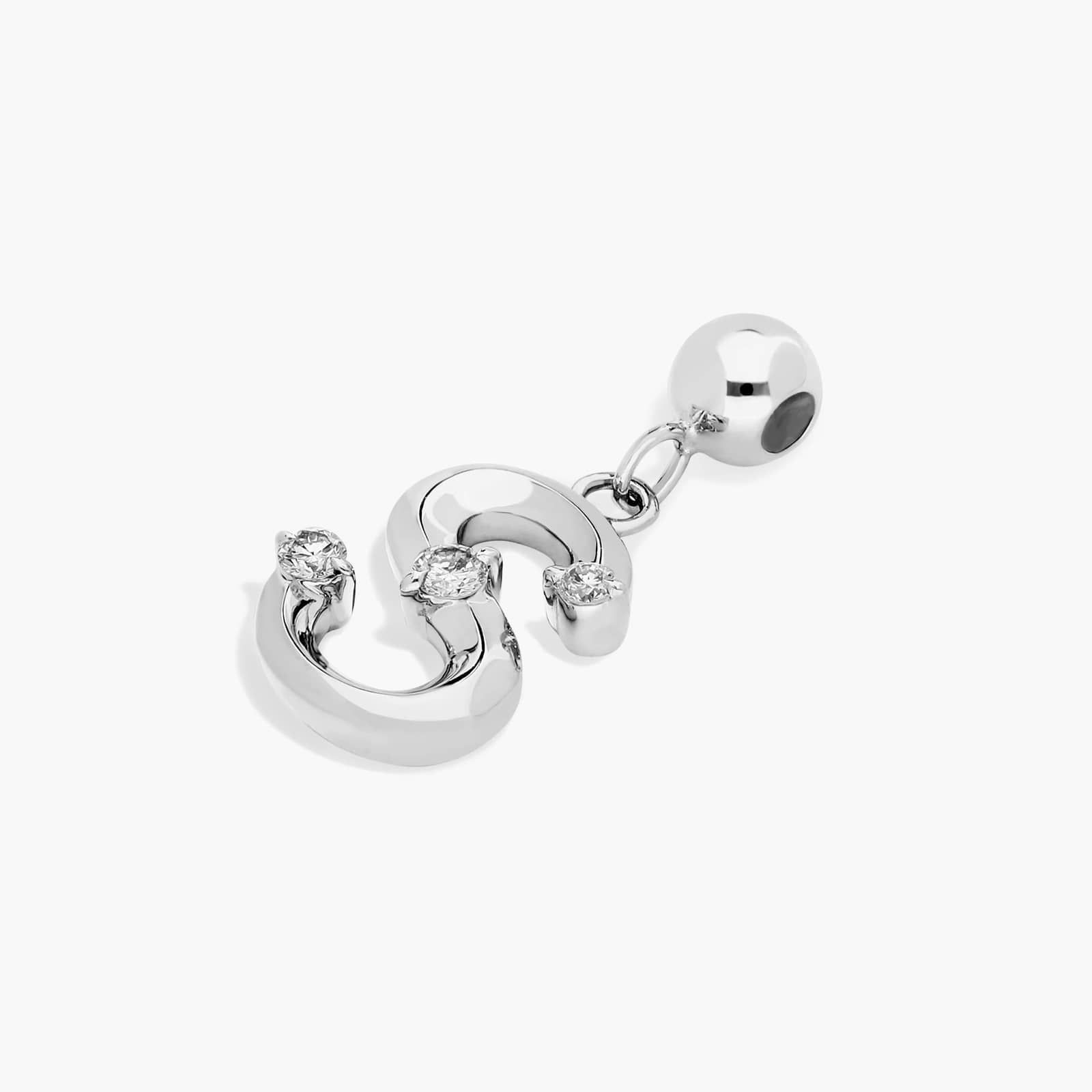 S Initial Lab-Grown Diamond Charm In 14K White Gold