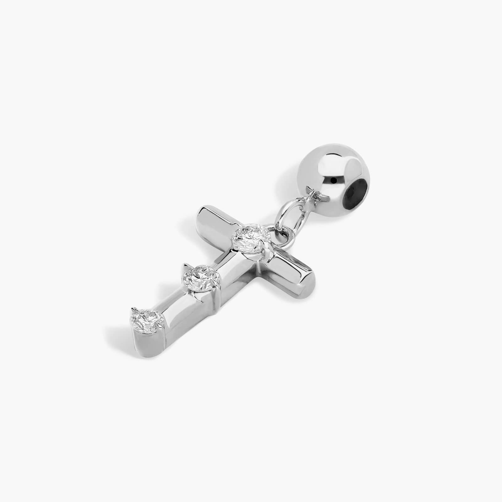 T Initial Lab-Grown Diamond Charm In 14K White Gold