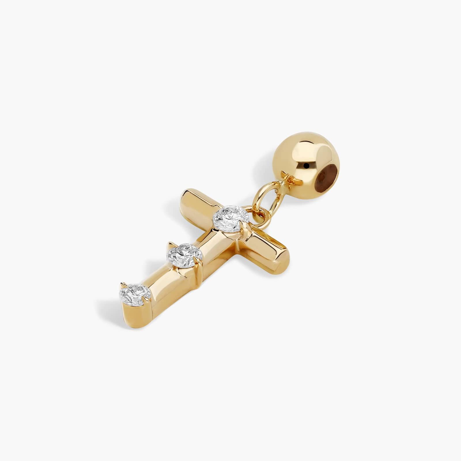 T Initial Lab-Grown Diamond Charm In 14K Yellow Gold