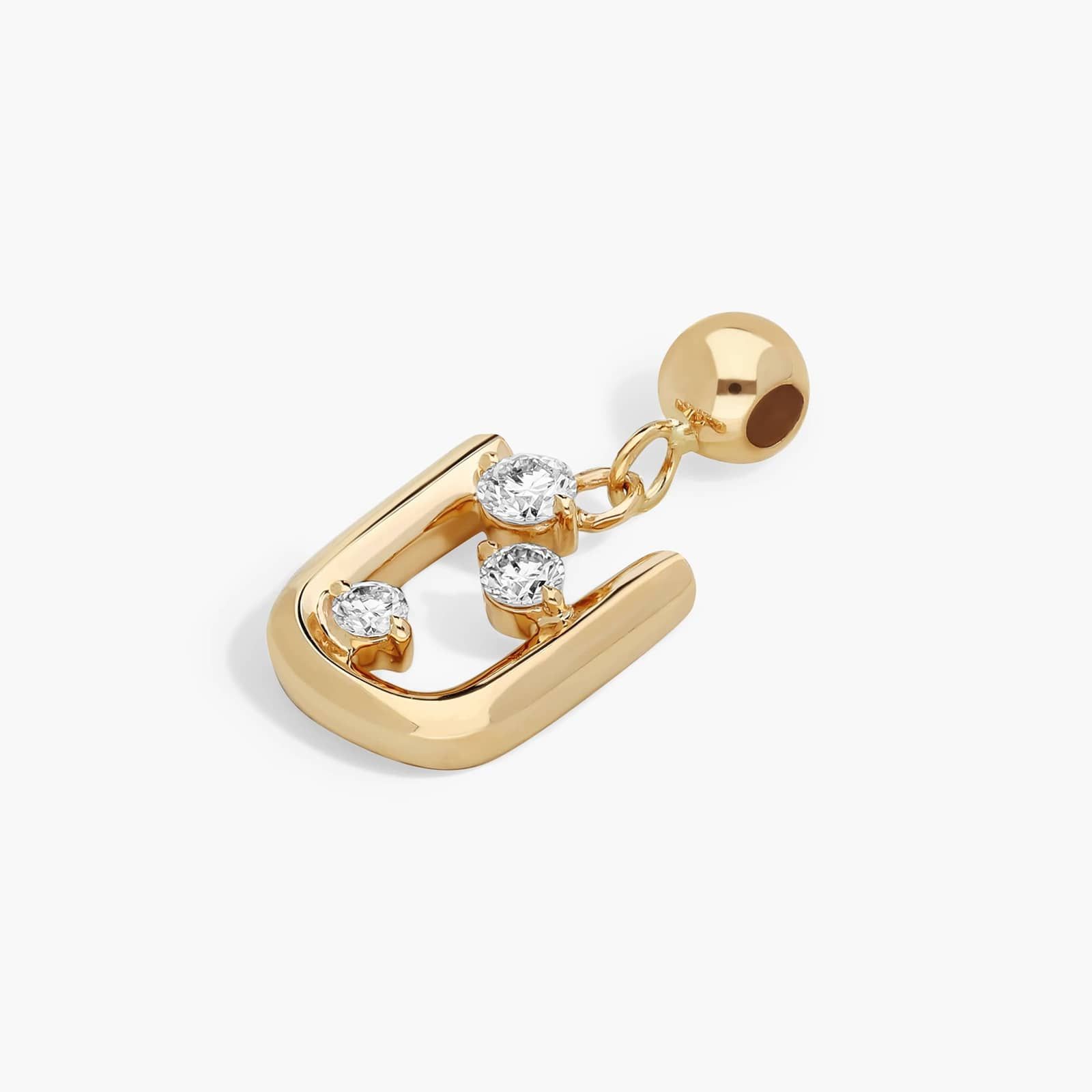 U Initial Lab-Grown Diamond Charm In 14K Yellow Gold