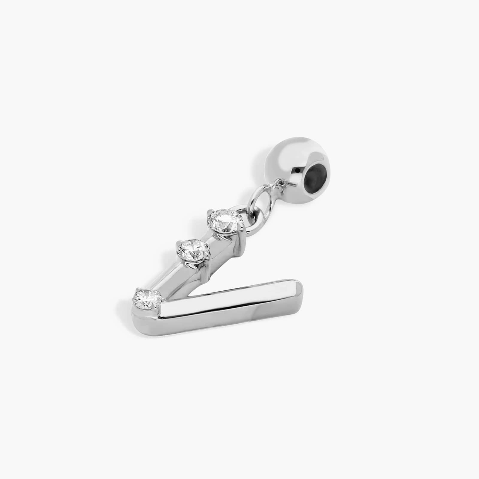 V Initial Lab-Grown Diamond Charm In 14K White Gold