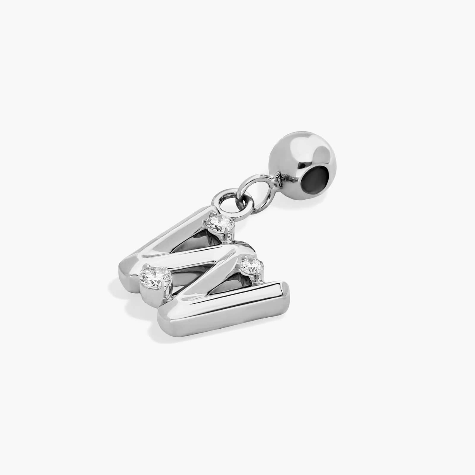 W Initial Lab-Grown Diamond Charm In 14K White Gold