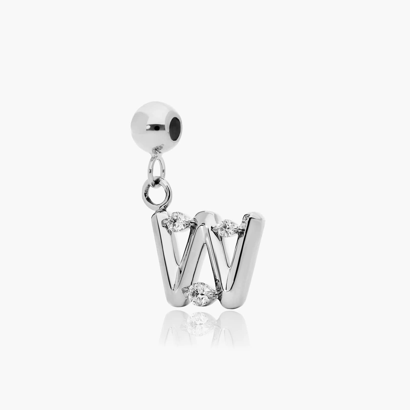 W Initial Lab-Grown Diamond Charm In 14K White Gold