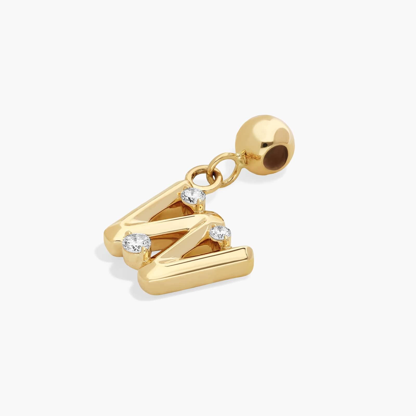 W Initial Lab-Grown Diamond Charm In 14K Yellow Gold