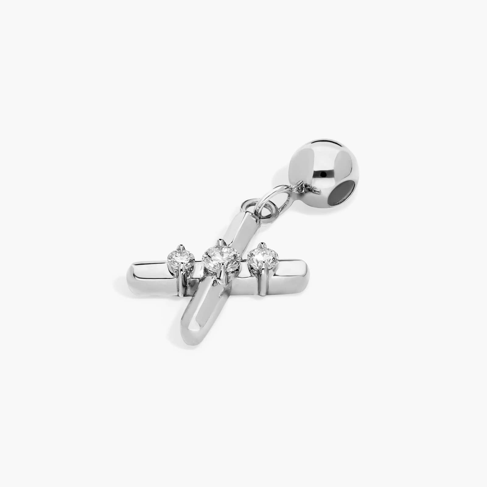 X Initial Lab-Grown Diamond Charm In 14K White Gold