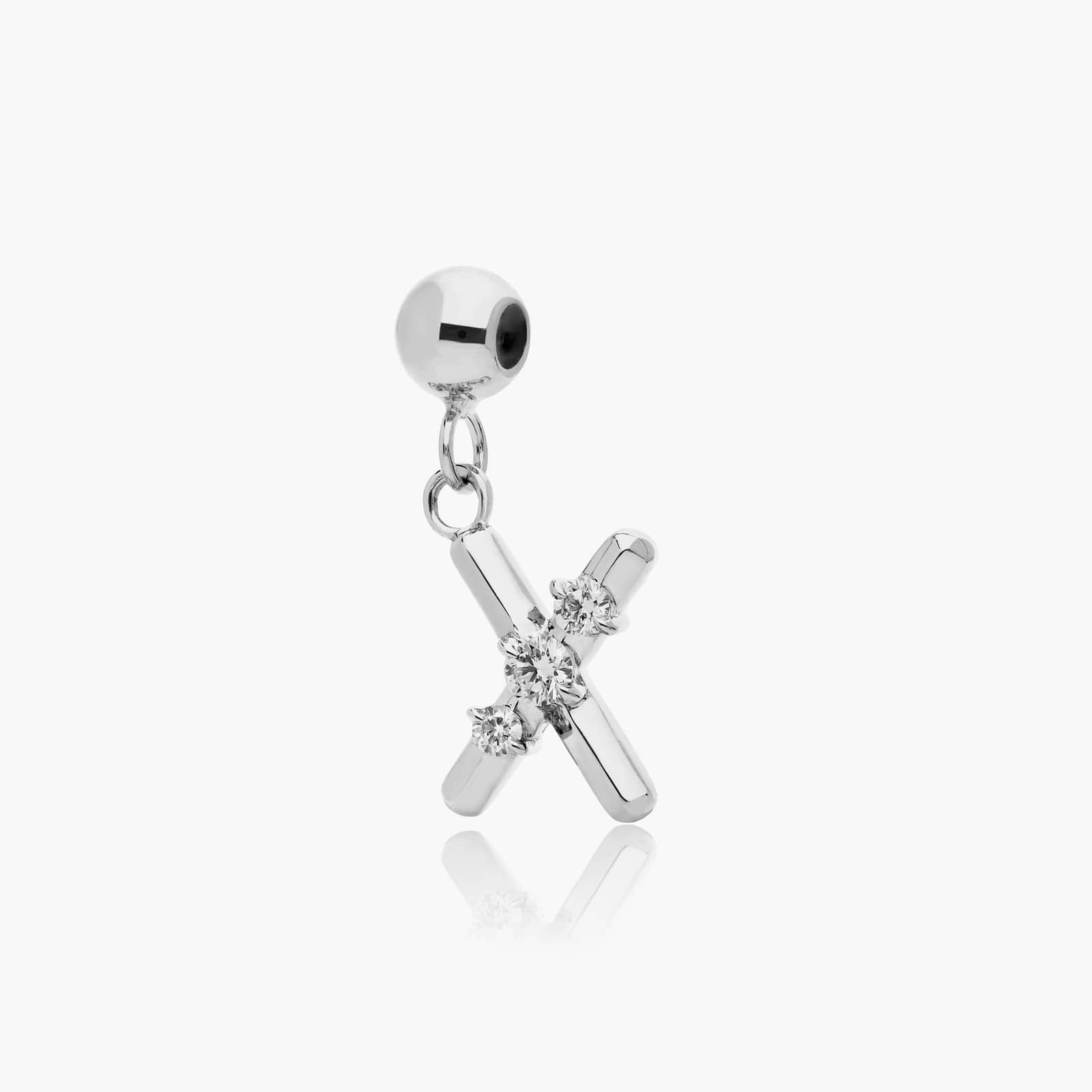 X Initial Lab-Grown Diamond Charm In 14K White Gold