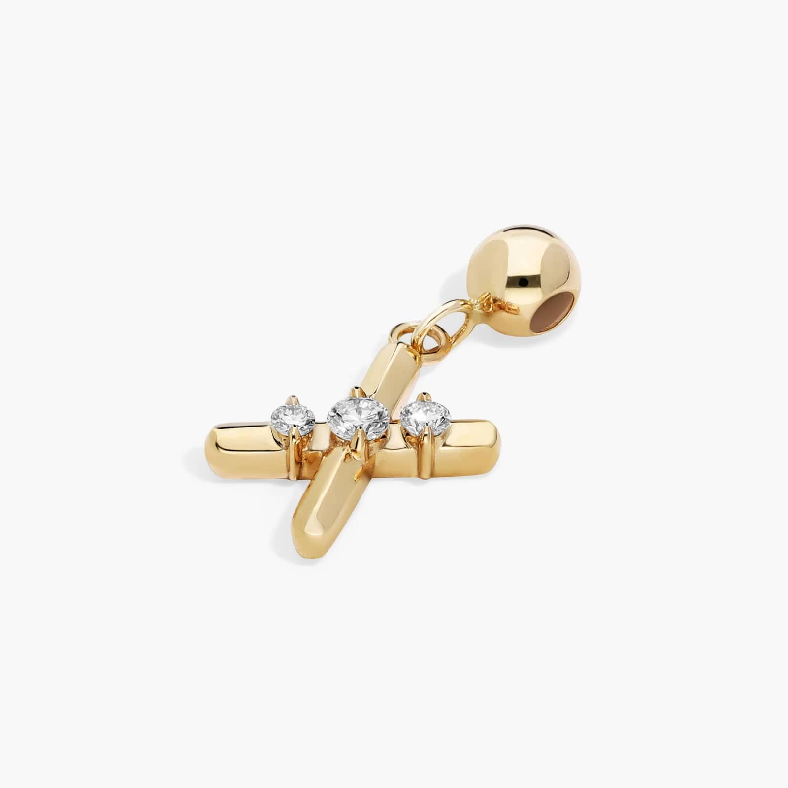 X Initial Lab-Grown Diamond Charm In 14K Yellow Gold