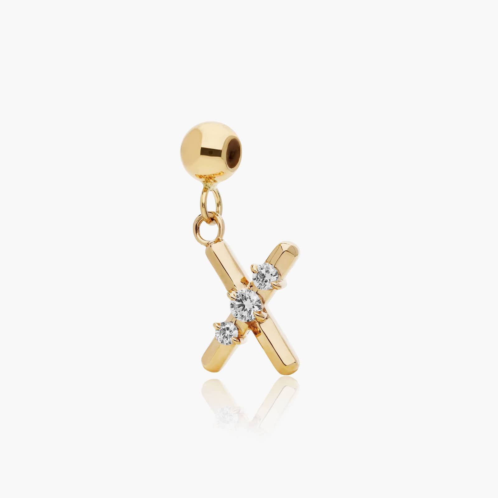 X Initial Lab-Grown Diamond Charm In 14K Yellow Gold