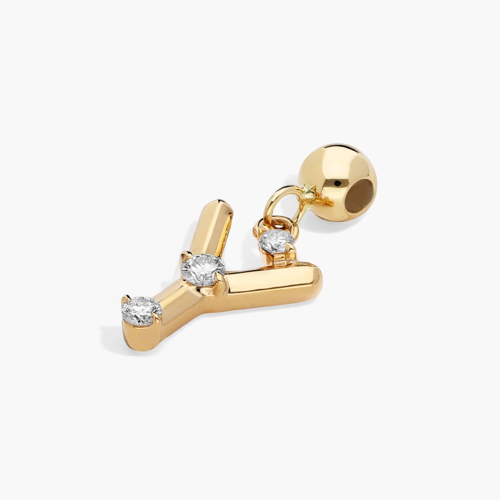 Y Initial Lab-Grown Diamond Charm In 14K Yellow Gold