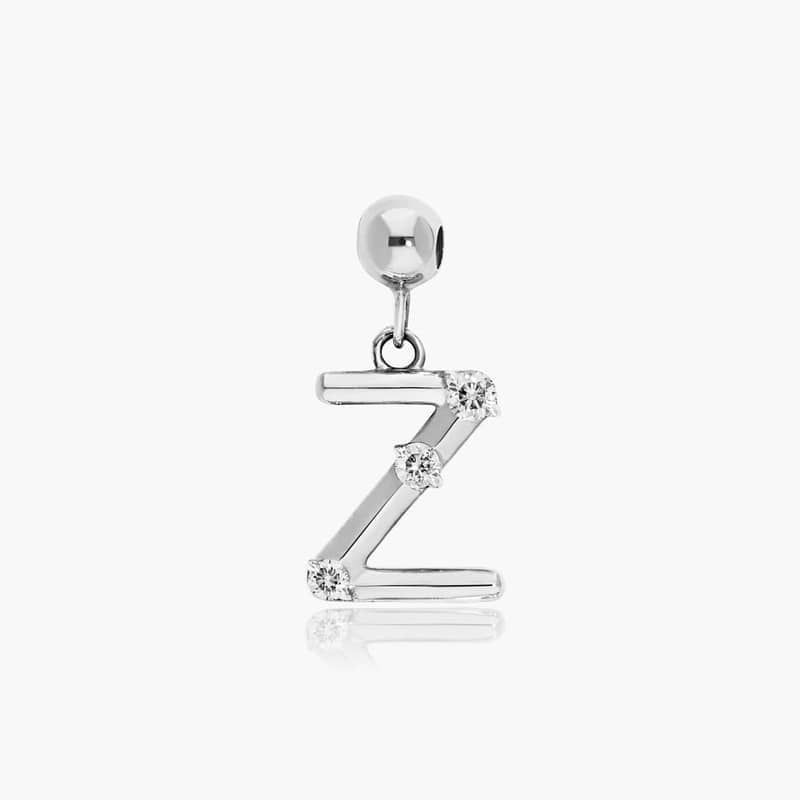 Z Initial Lab-Grown Diamond Charm In 14K White Gold