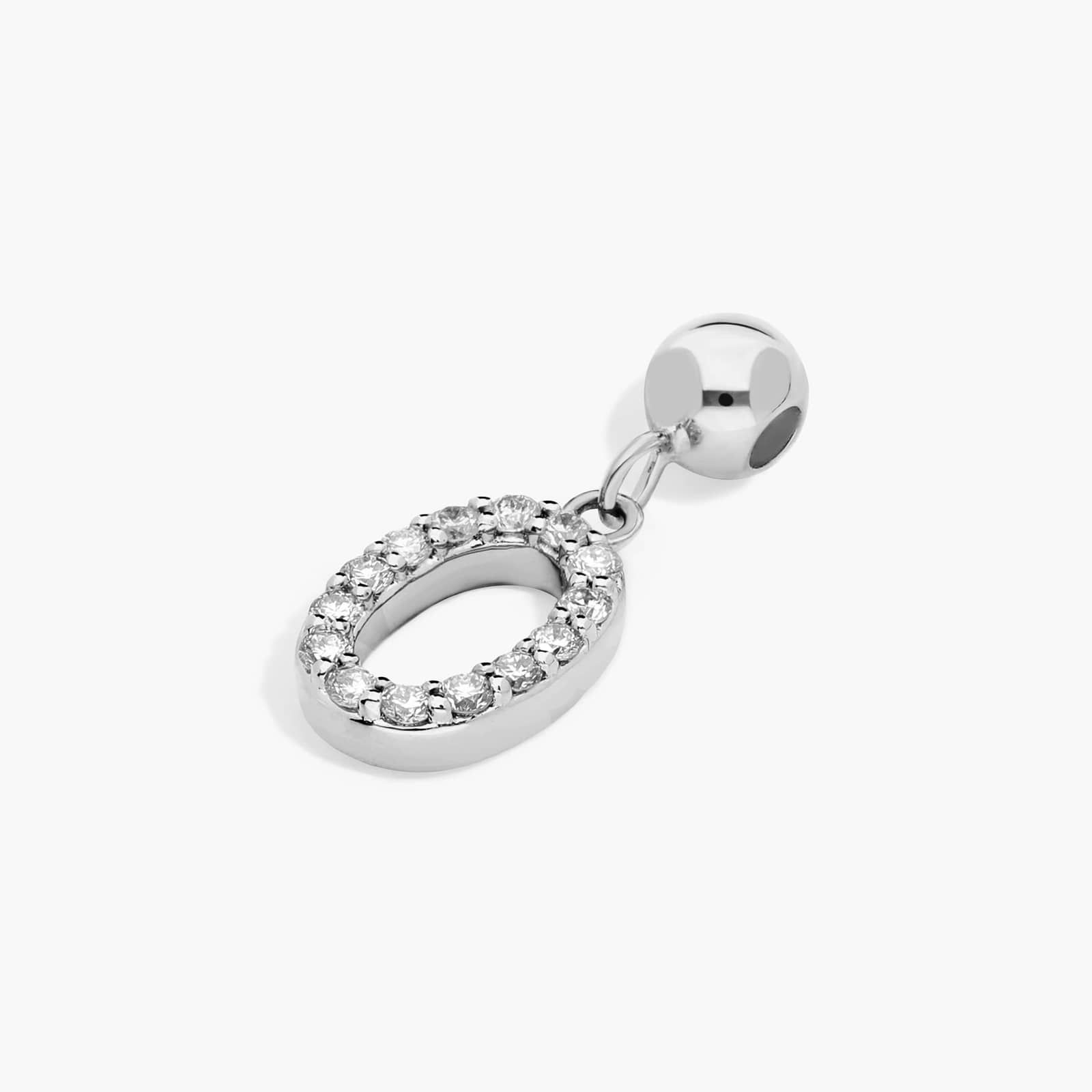 Number 0 Lab-Grown Diamond Charm In 14K White Gold