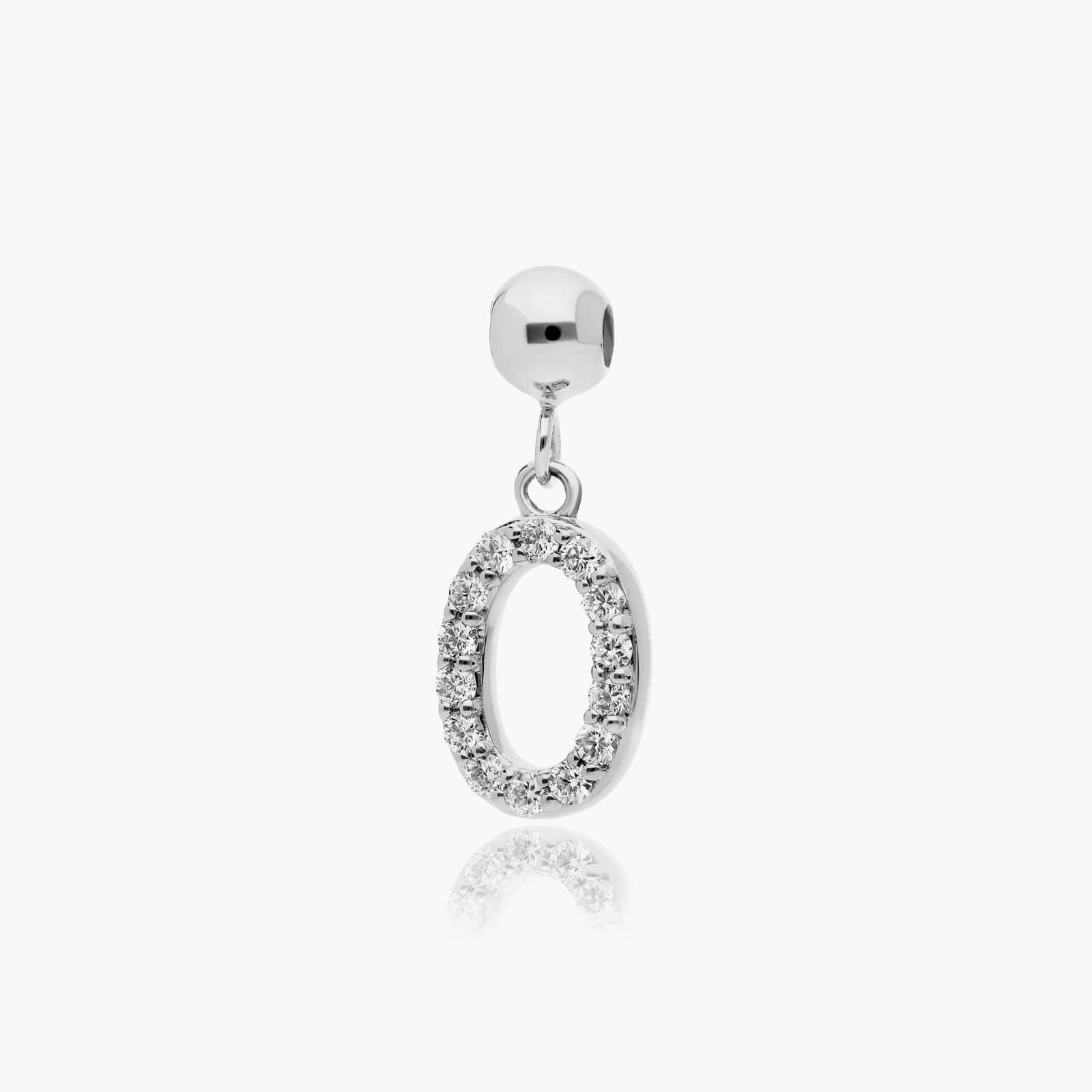 Number 0 Lab-Grown Diamond Charm In 14K White Gold