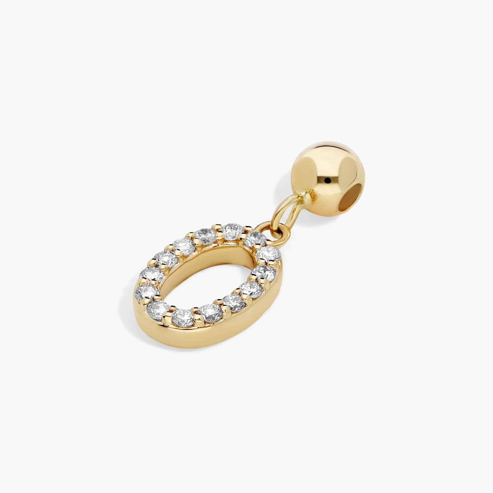 Number 0 Lab-Grown Diamond Charm In 14K Yellow Gold