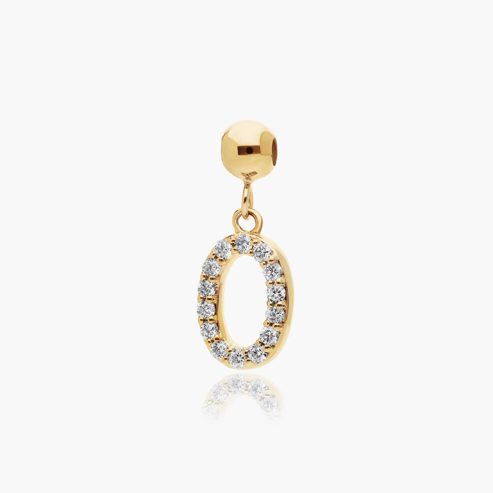 Number 0 Lab-Grown Diamond Charm In 14K Yellow Gold