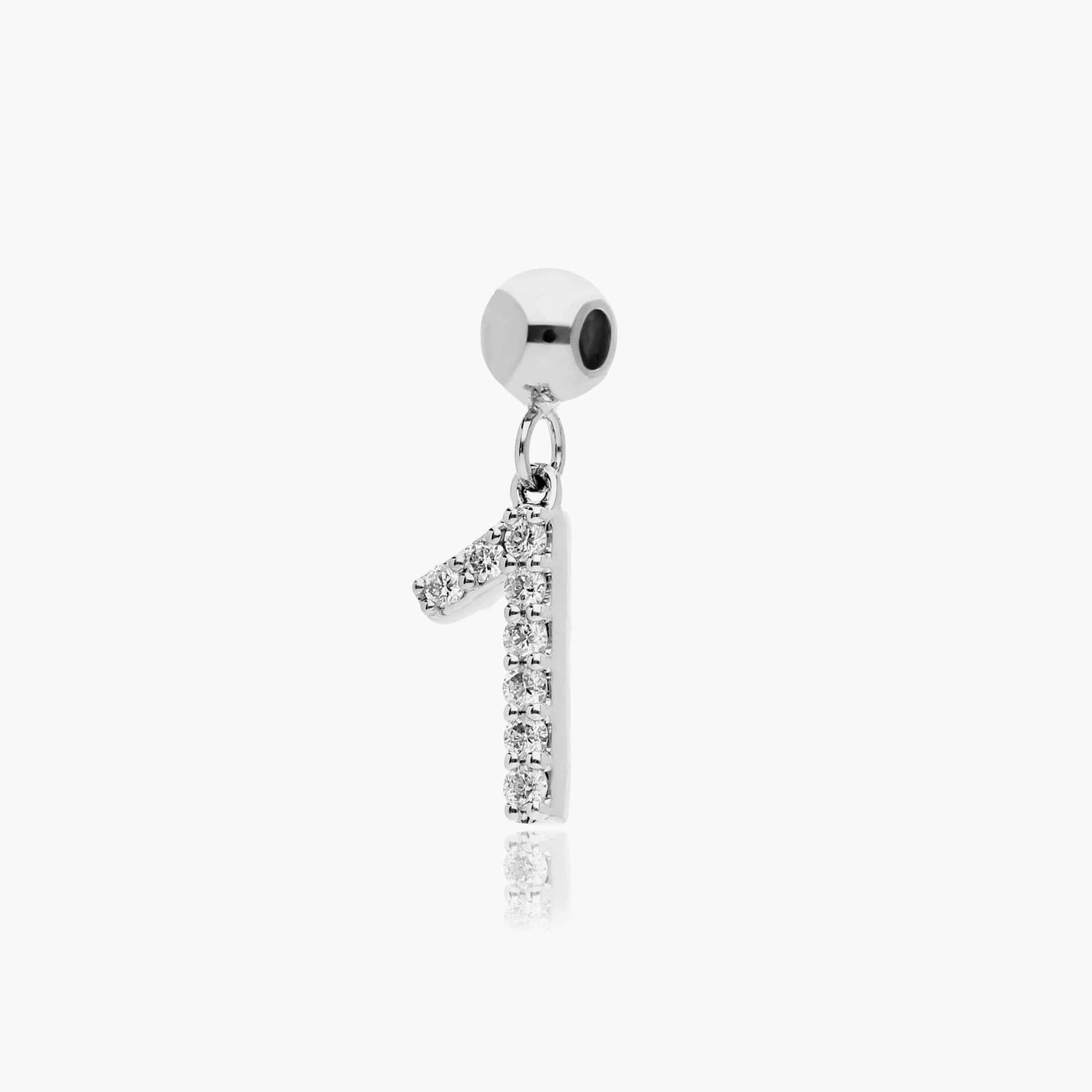 Number 1 Lab-Grown Diamond Charm In 14K White Gold