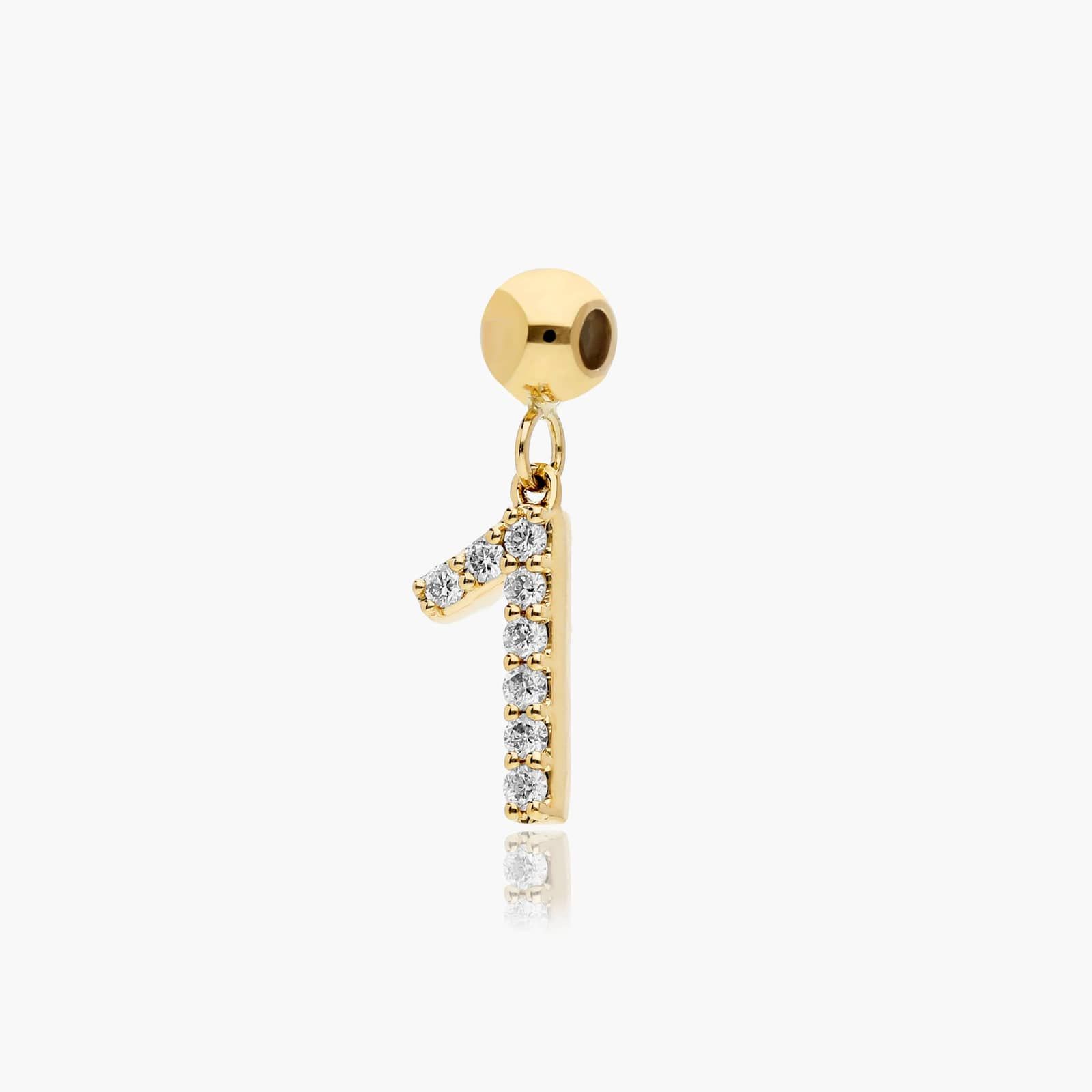 Number 1 Lab-Grown Diamond Charm In 14K Yellow Gold
