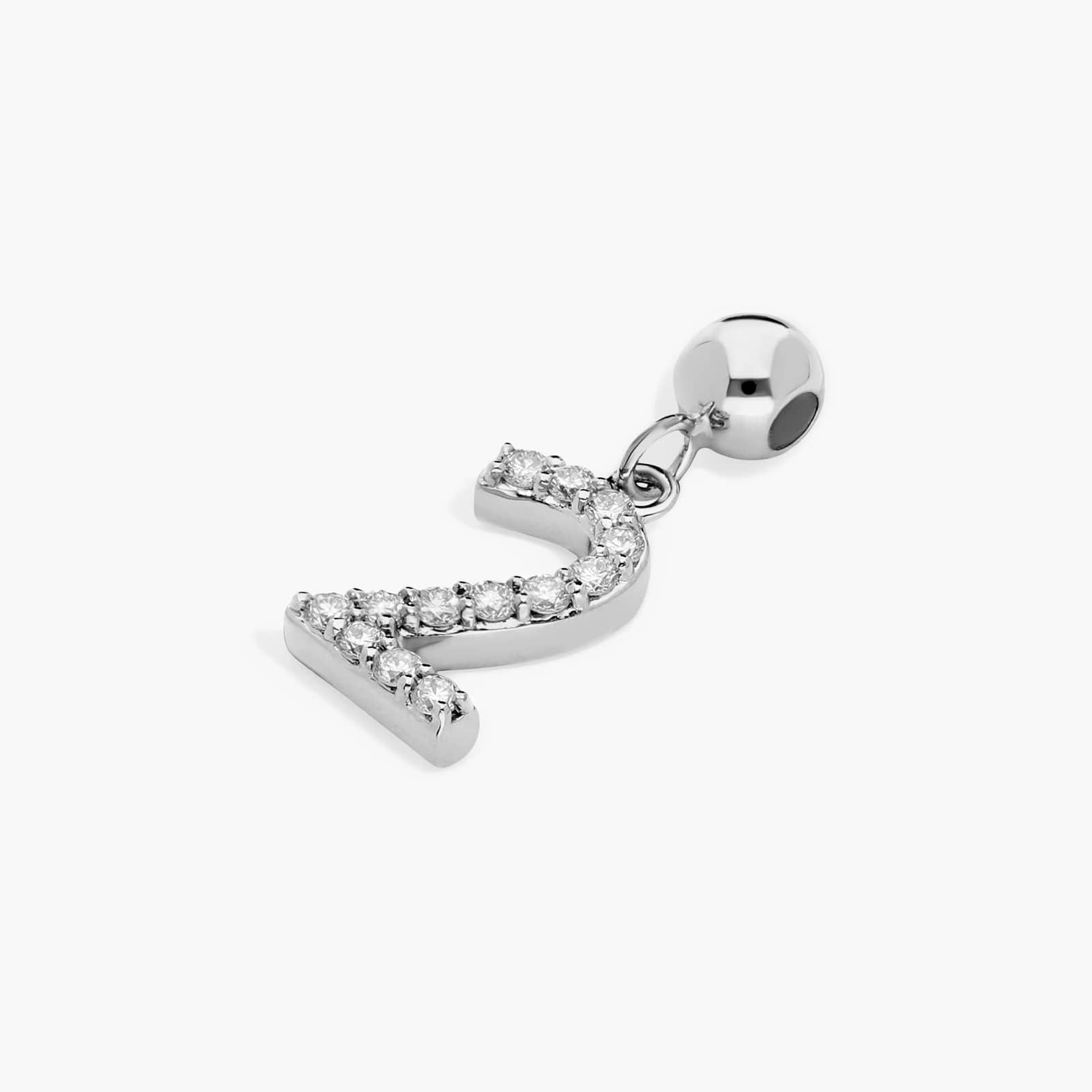 Number 2 Lab-Grown Diamond Charm In 14K White Gold