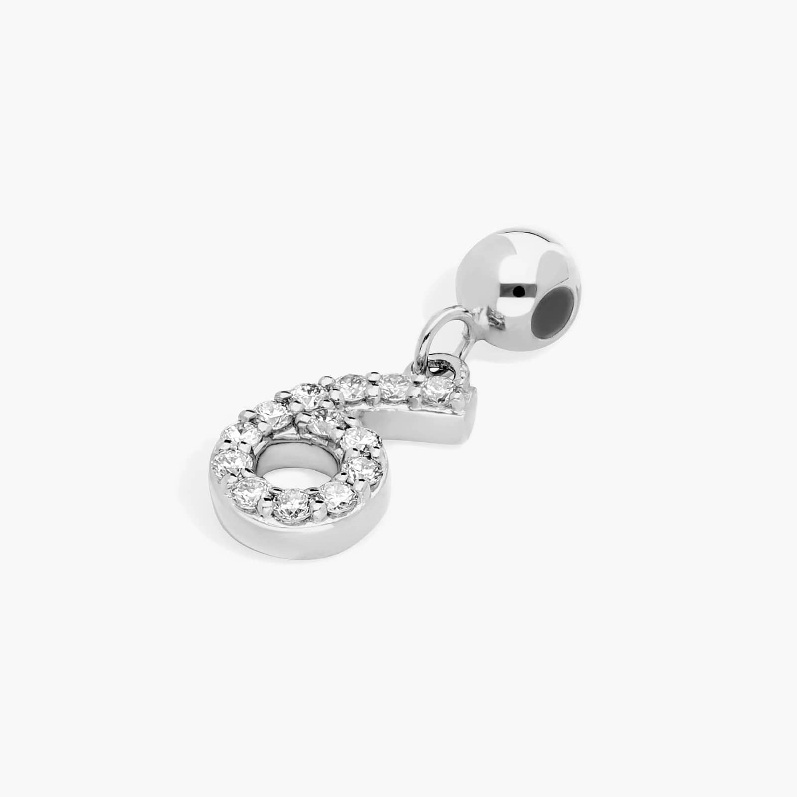 Number 6 Lab-Grown Diamond Charm In 14K White Gold