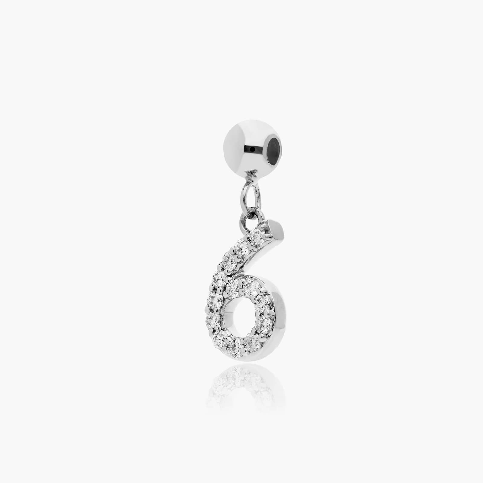 Number 6 Lab-Grown Diamond Charm In 14K White Gold