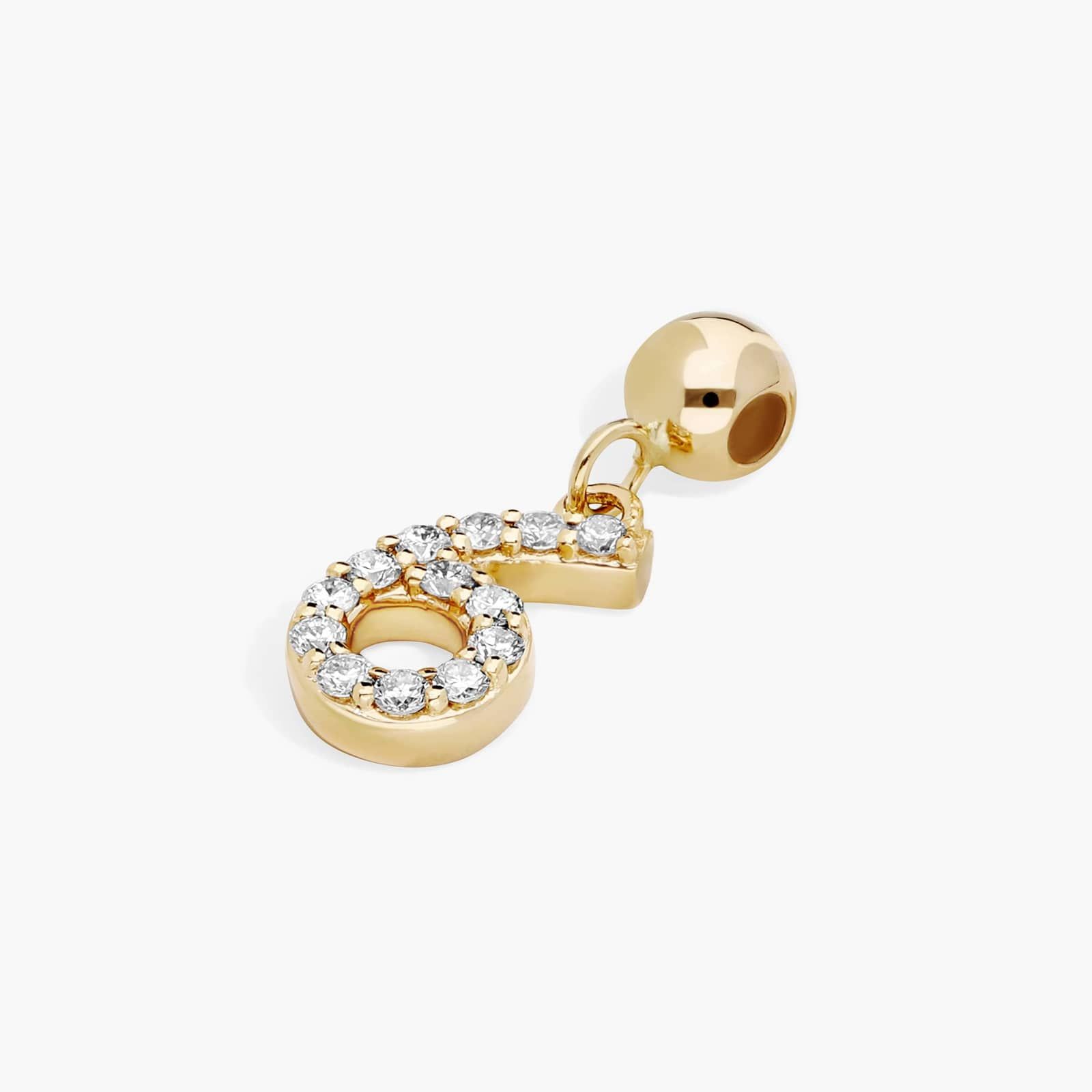 Number 6 Lab-Grown Diamond Charm In 14K Yellow Gold