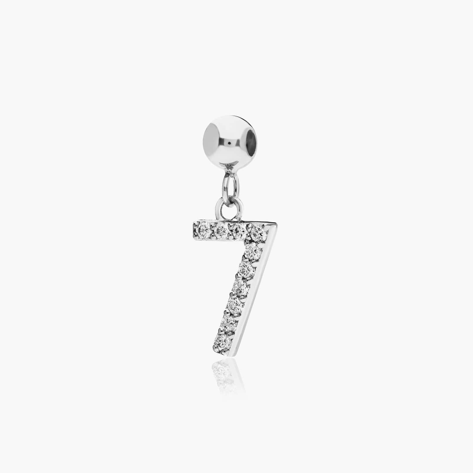 Number 7 Lab-Grown Diamond Charm In 14K White Gold