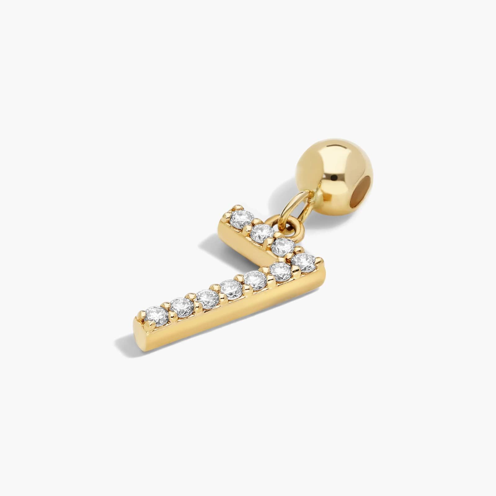 Number 7 Lab-Grown Diamond Charm In 14K Yellow Gold