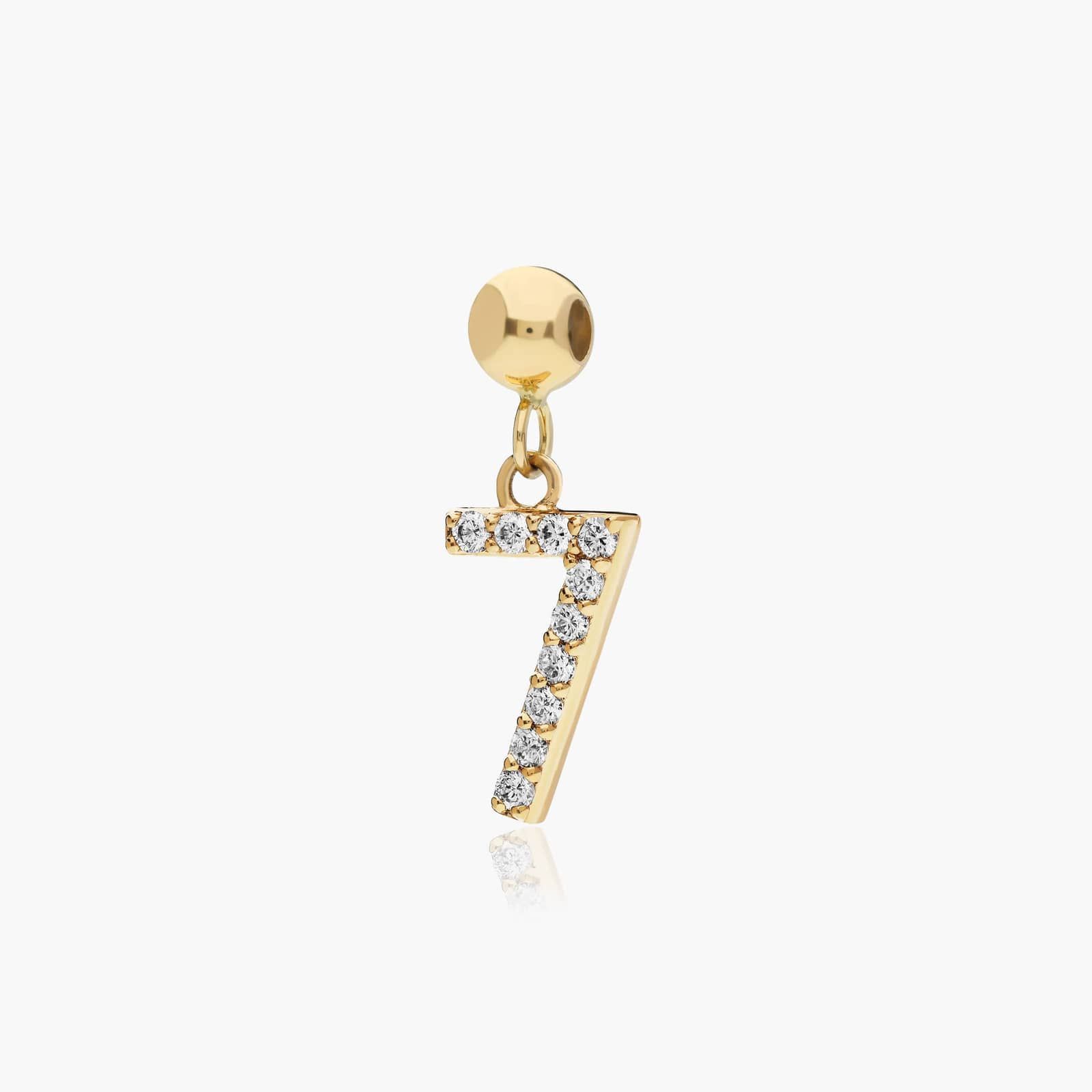 Number 7 Lab-Grown Diamond Charm In 14K Yellow Gold