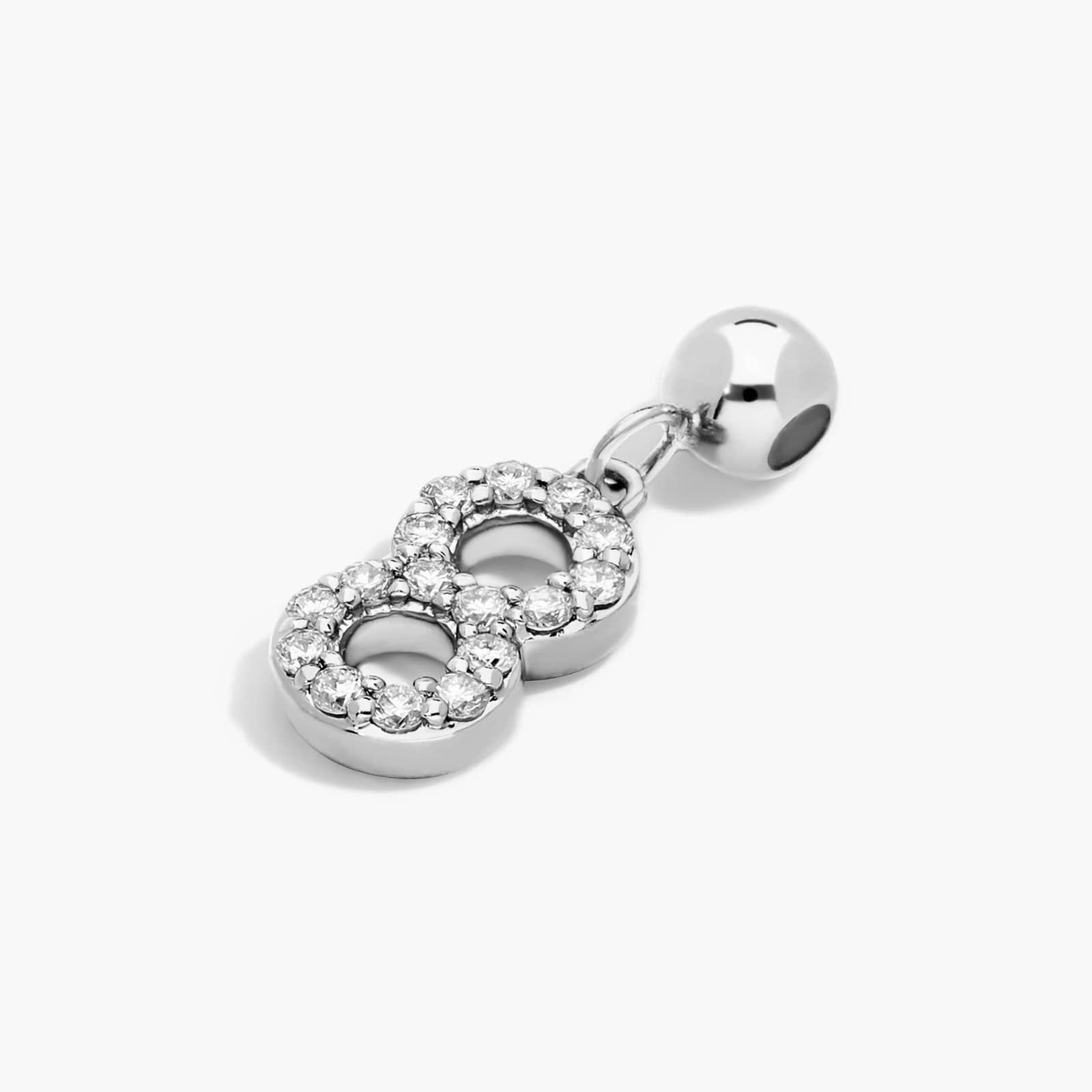 Number 8 Lab-Grown Diamond Charm In 14K White Gold