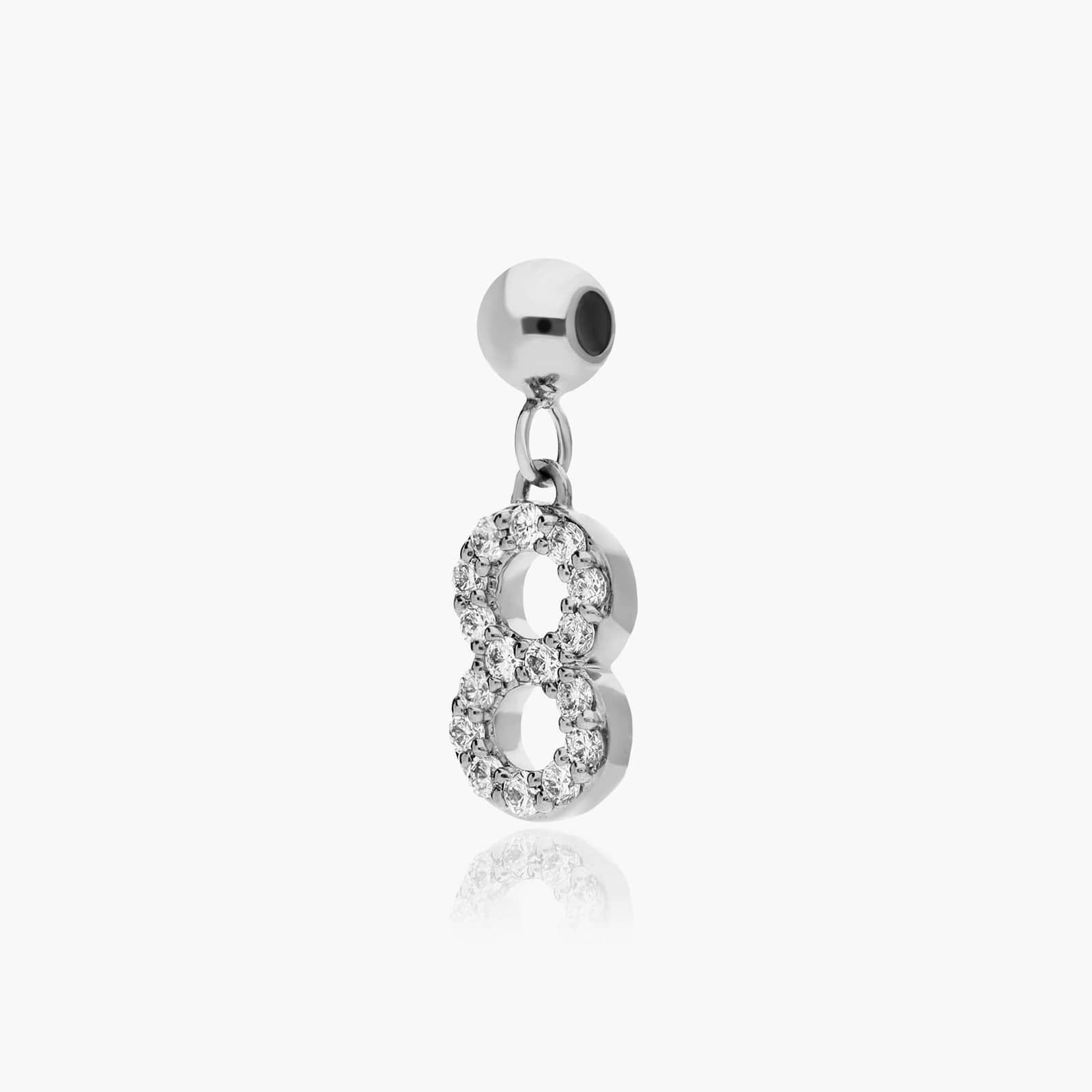 Number 8 Lab-Grown Diamond Charm In 14K White Gold