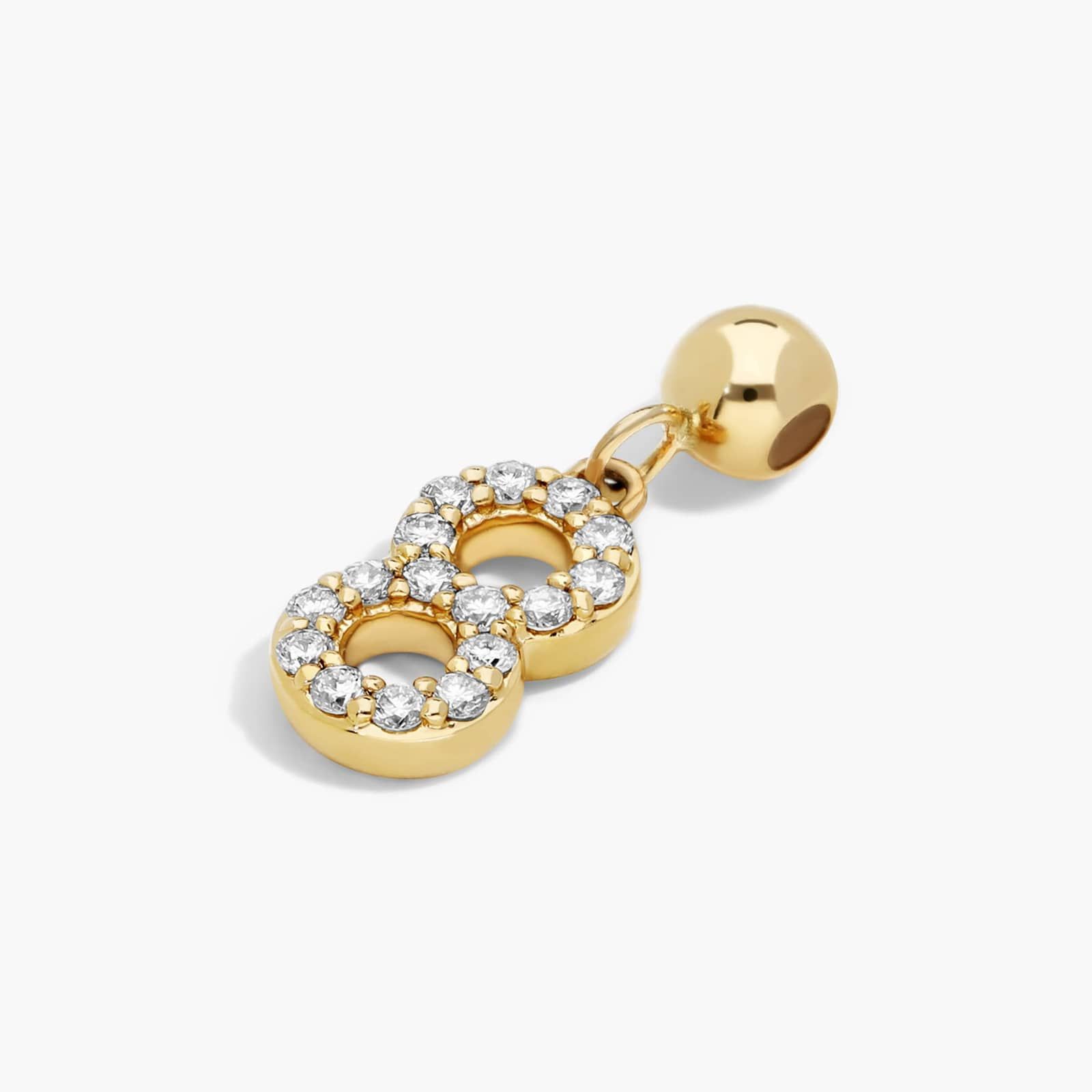 Number 8 Lab-Grown Diamond Charm In 14K Yellow Gold