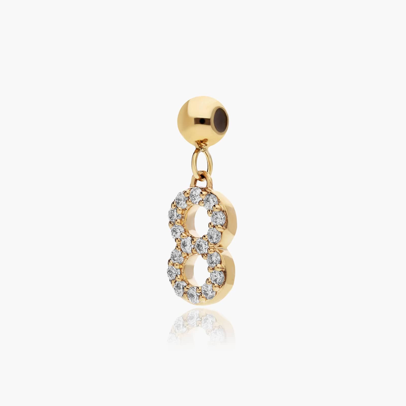 Number 8 Lab-Grown Diamond Charm In 14K Yellow Gold
